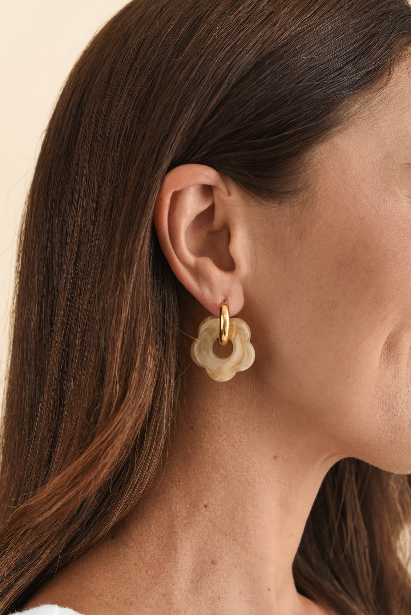 Rosalie Gold Flower Hoop Earrings - Image 2