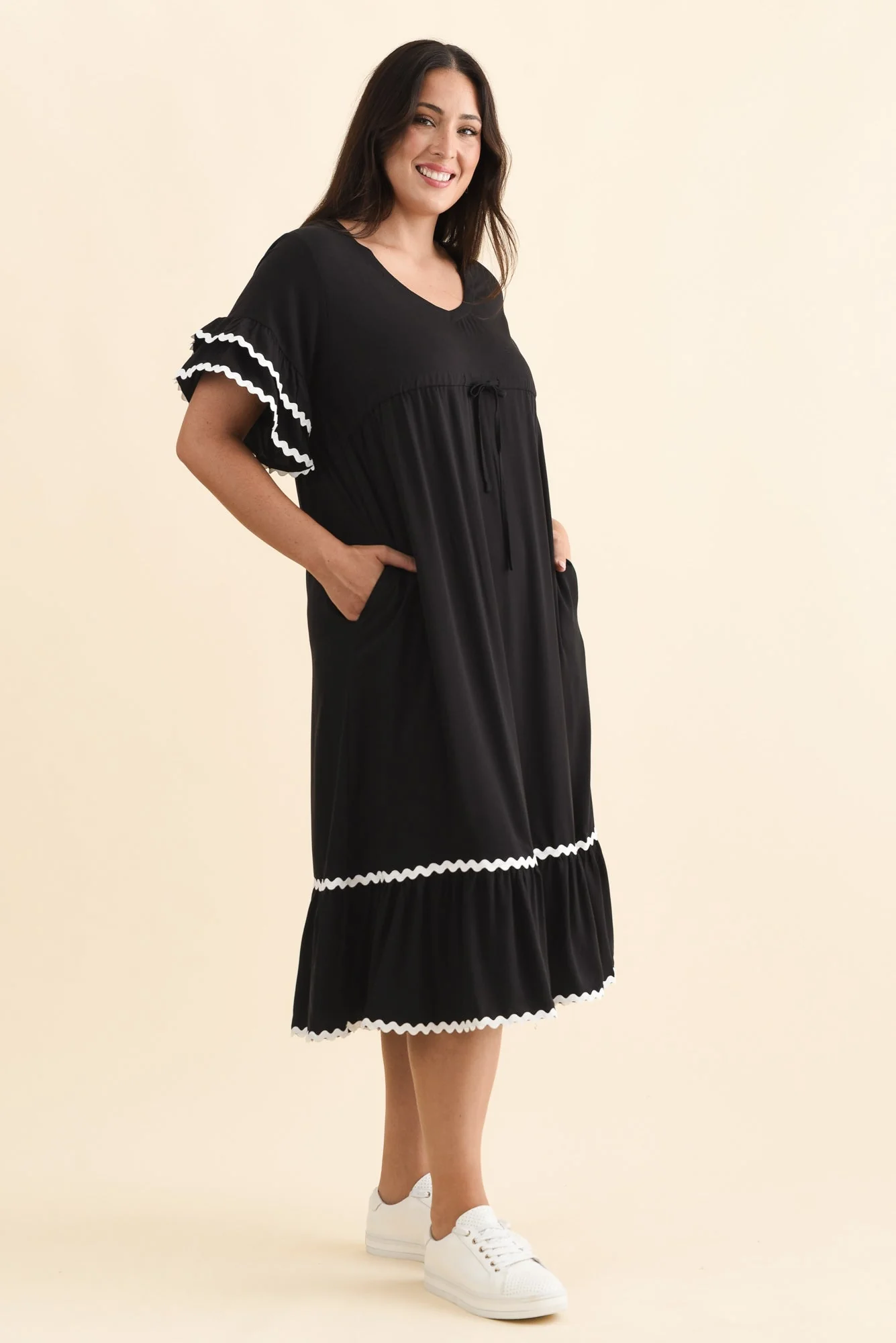 Rosemarie Black Frill Dress - Image 10