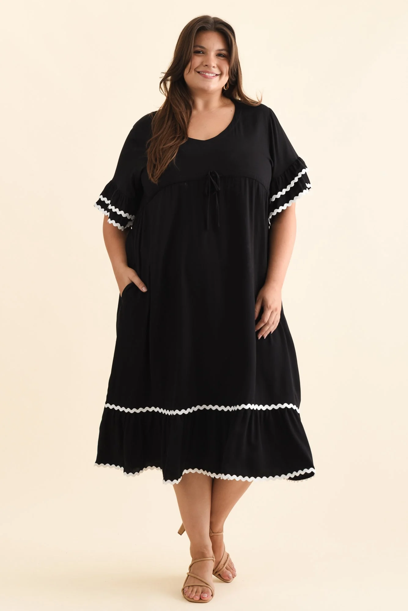 Rosemarie Black Frill Dress - Image 13