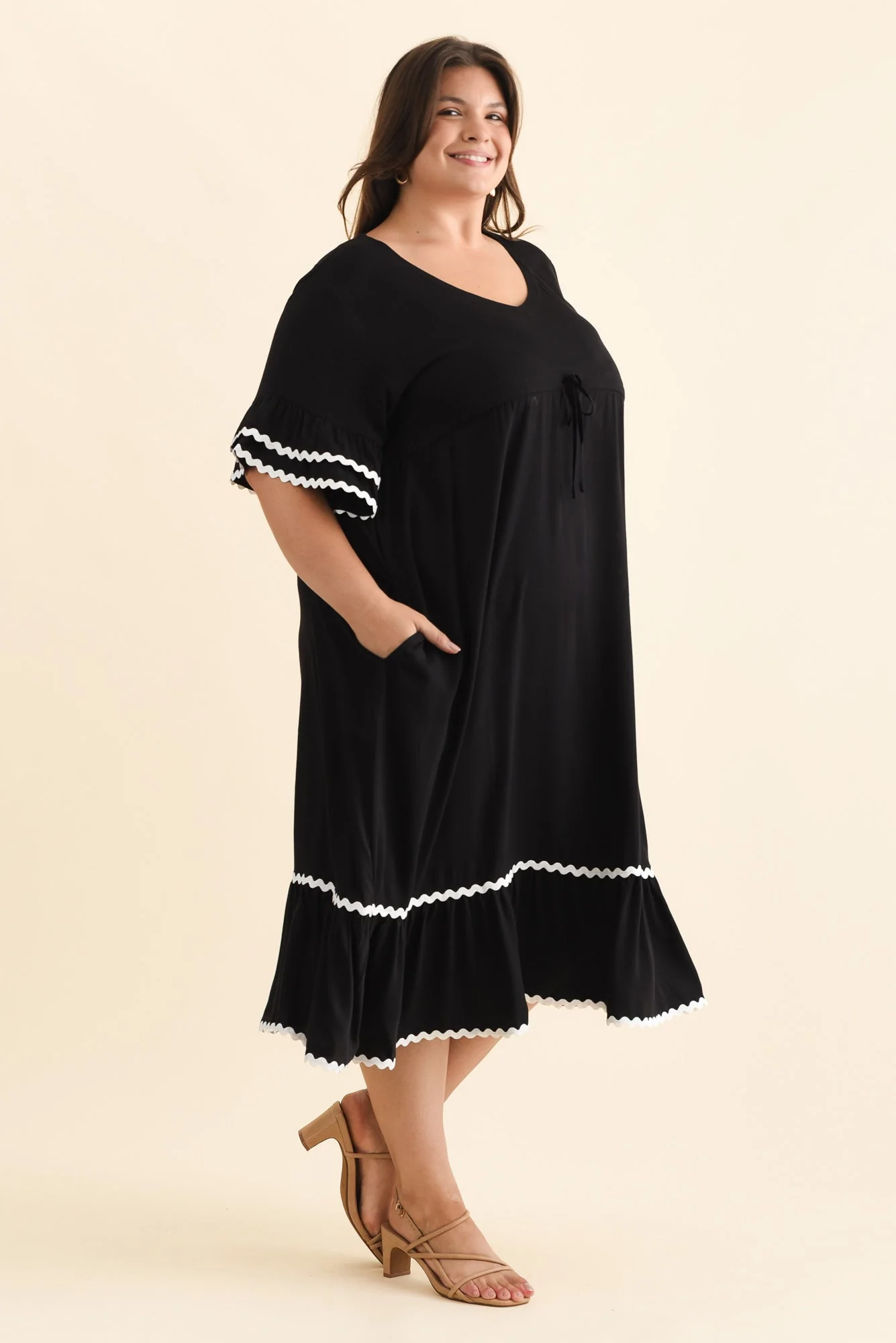 Rosemarie Black Frill Dress - Image 14