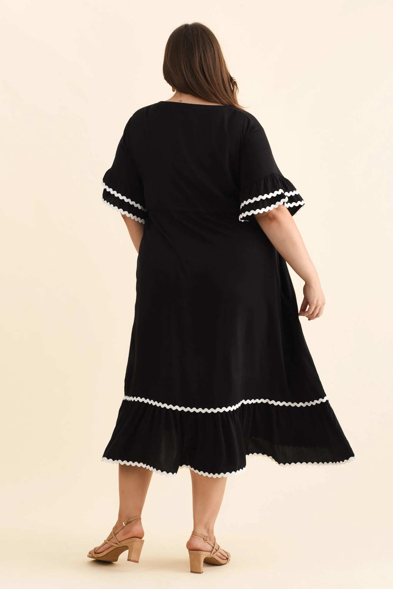 Rosemarie Black Frill Dress - Image 15