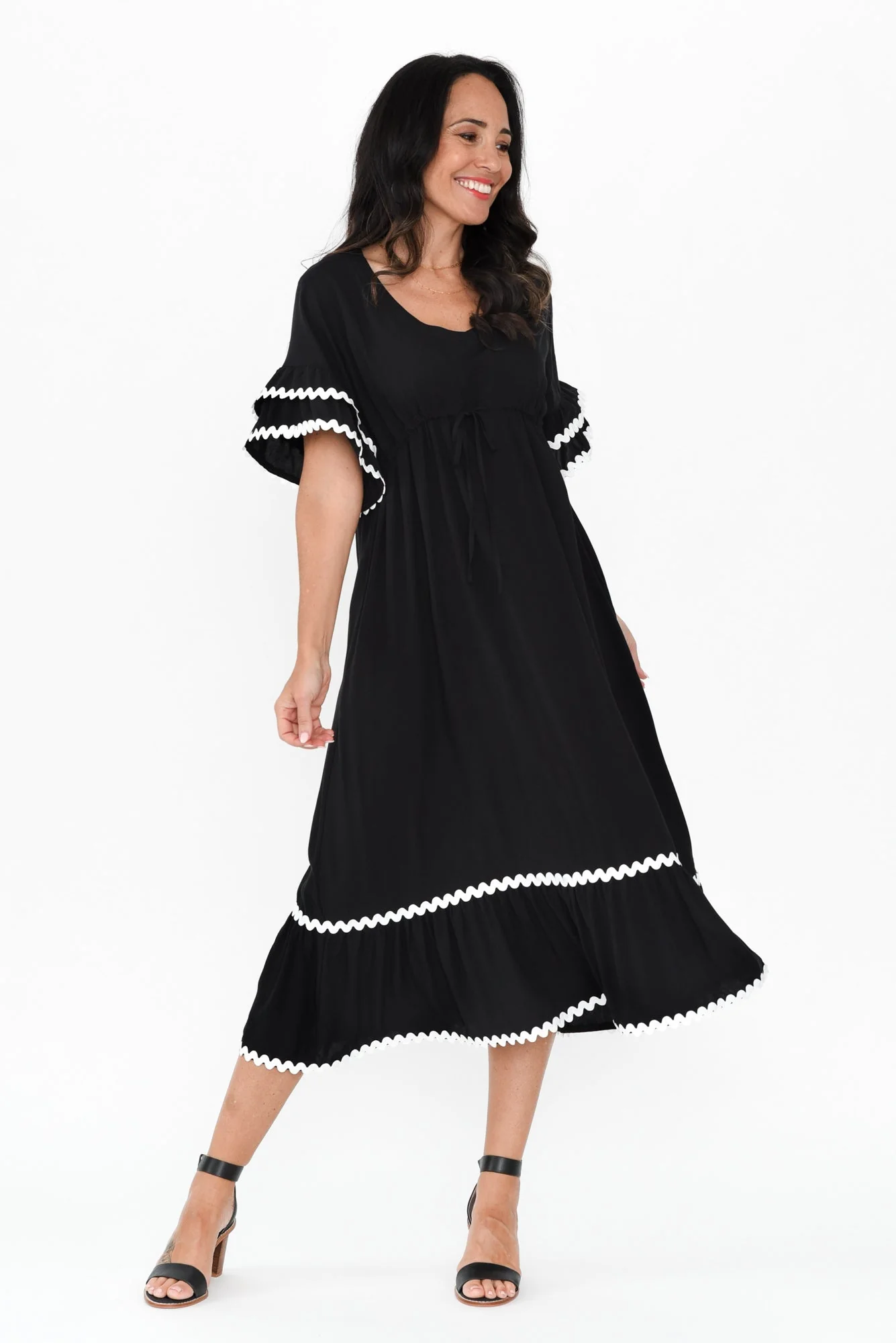Rosemarie Black Frill Dress - Image 2