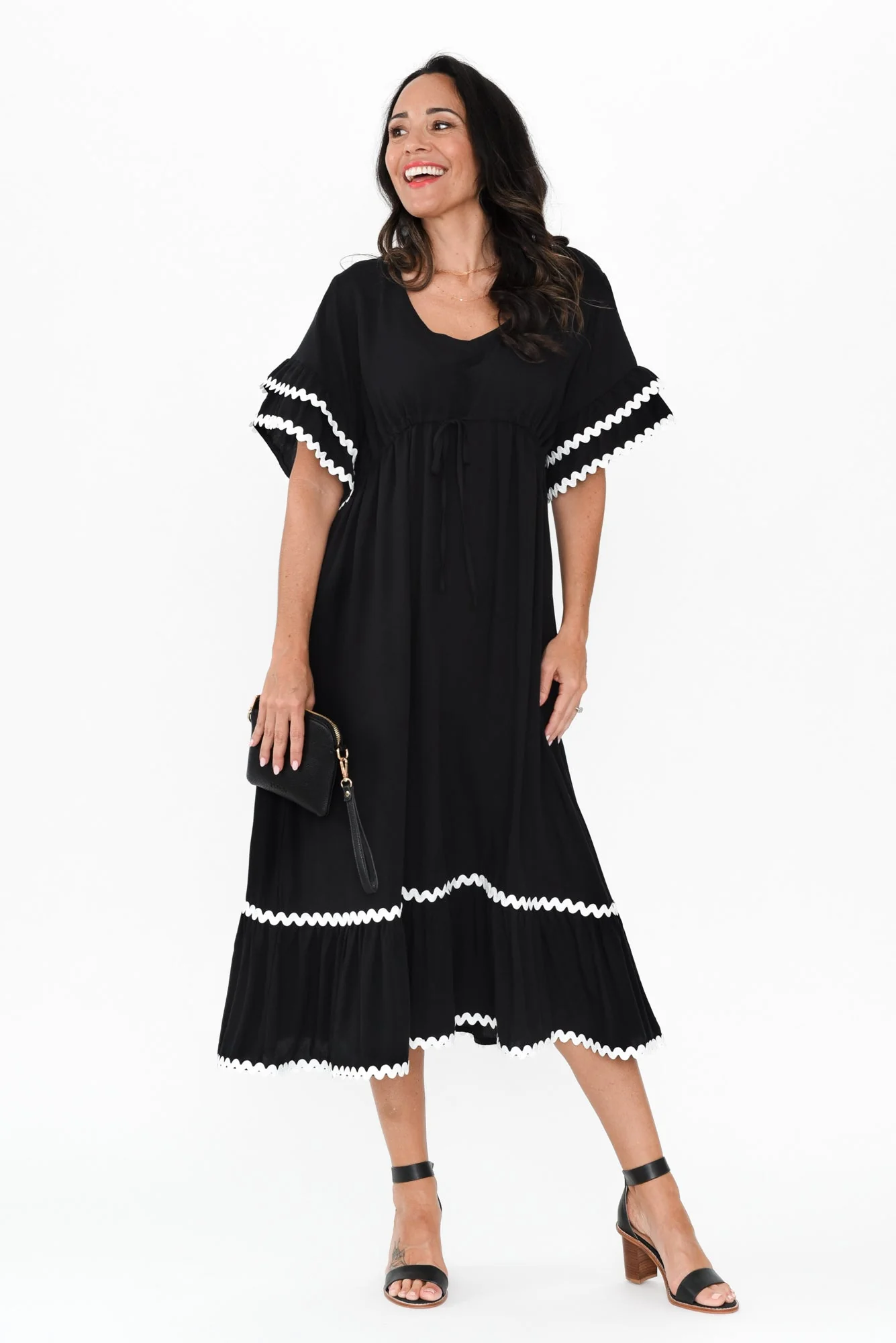 Rosemarie Black Frill Dress - Image 3