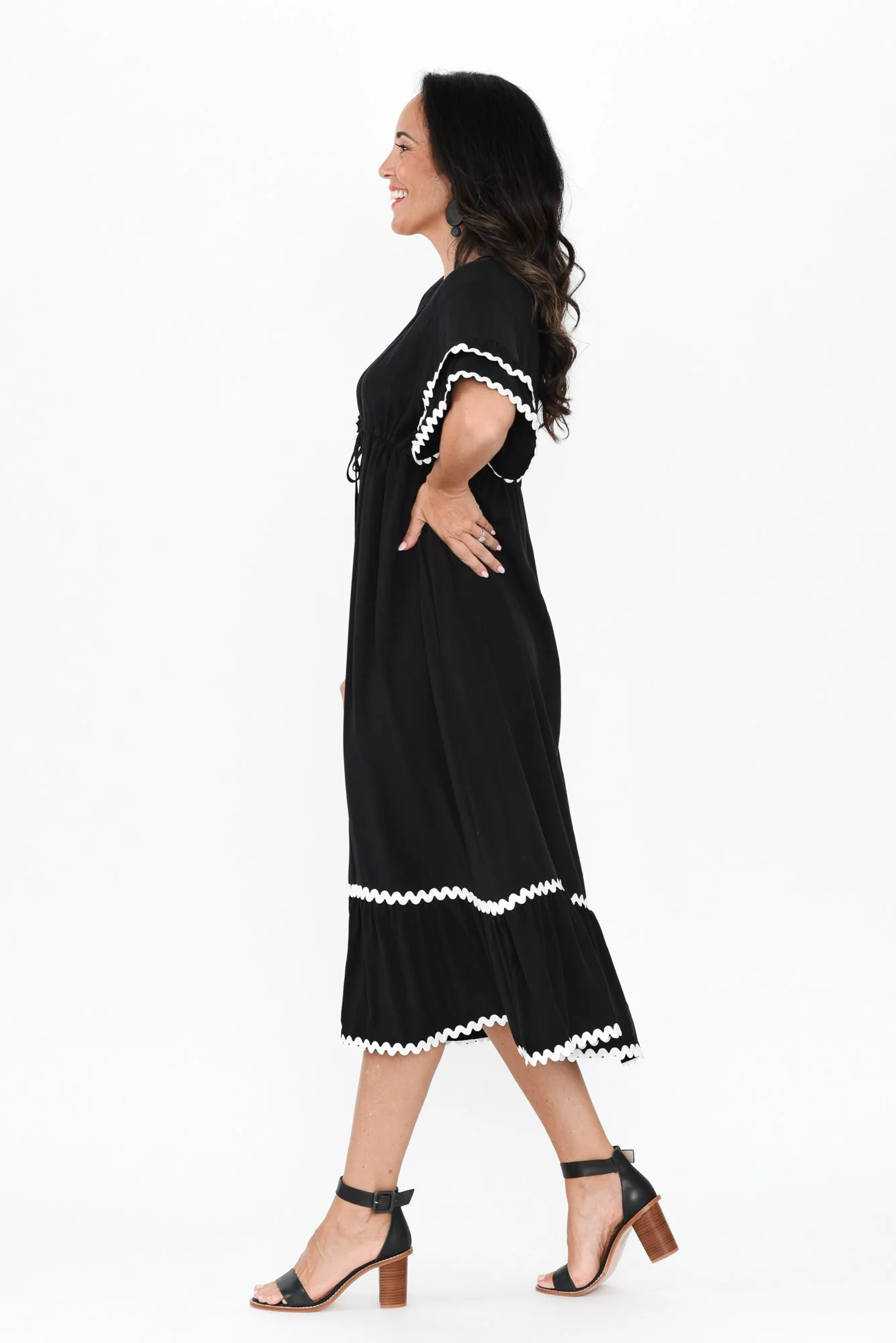 Rosemarie Black Frill Dress - Image 4