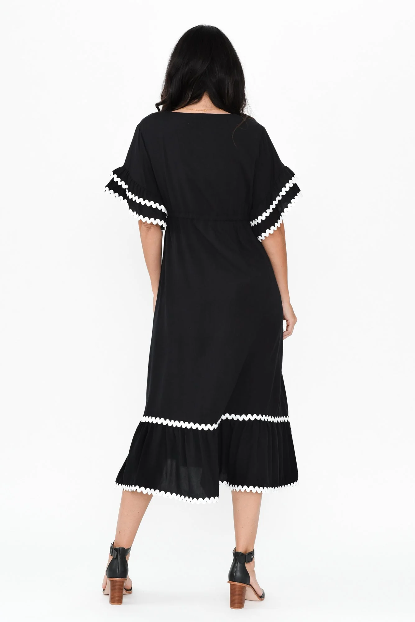 Rosemarie Black Frill Dress - Image 5