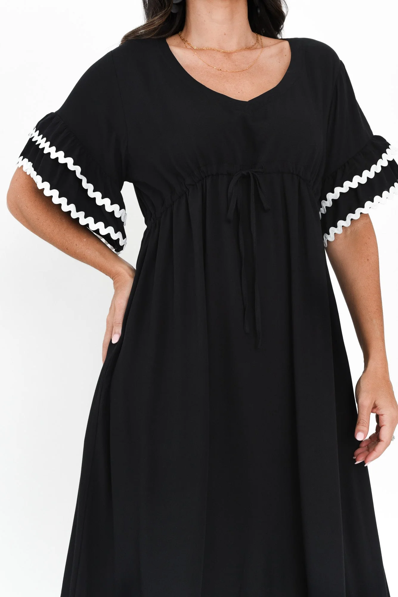 Rosemarie Black Frill Dress - Image 6