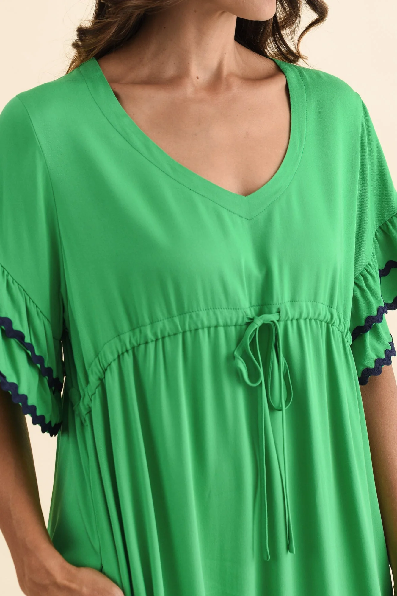 Rosemarie Green Contrast Frill Dress - Image 5