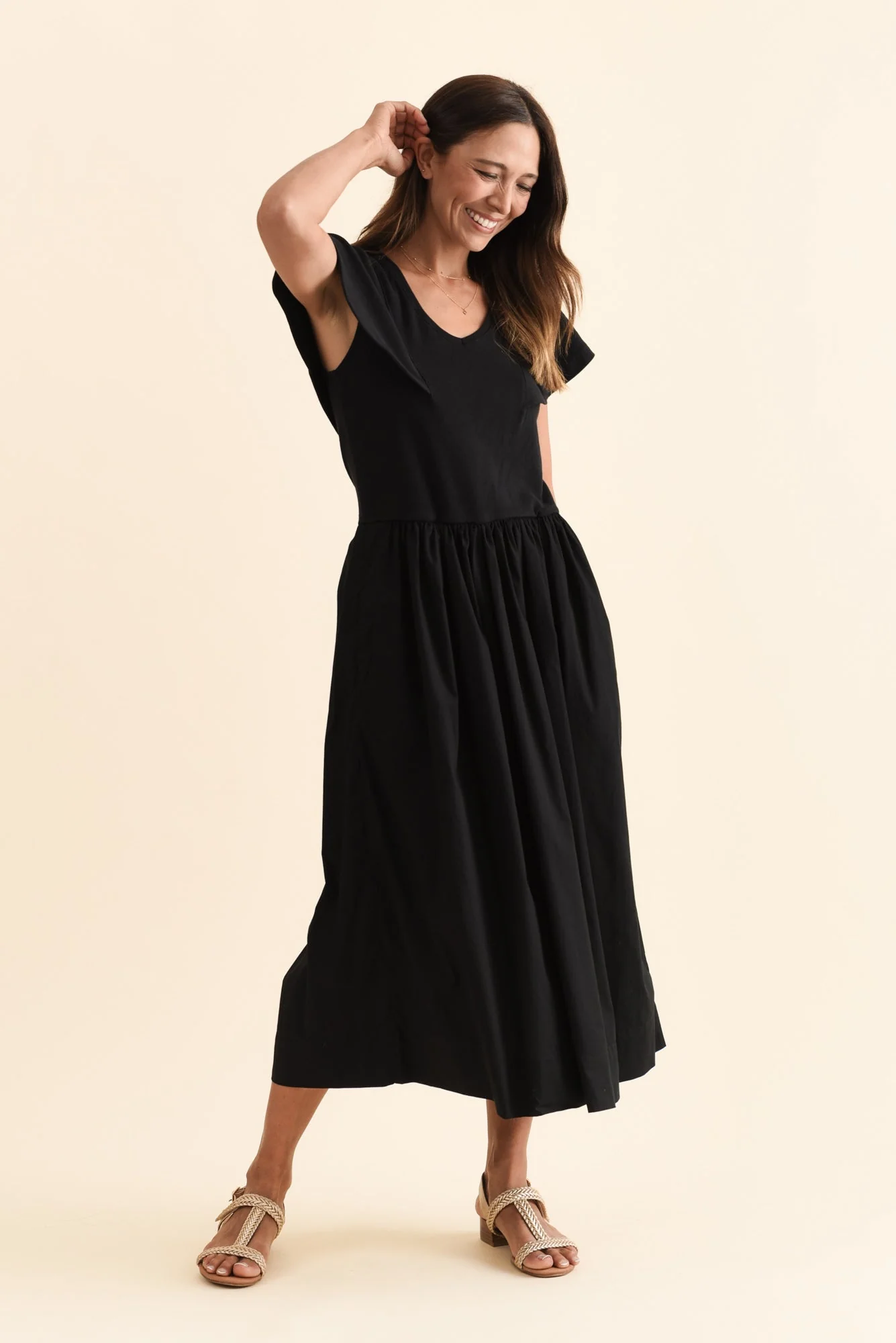 Rosie Black Cotton Maxi Dress - Image 6