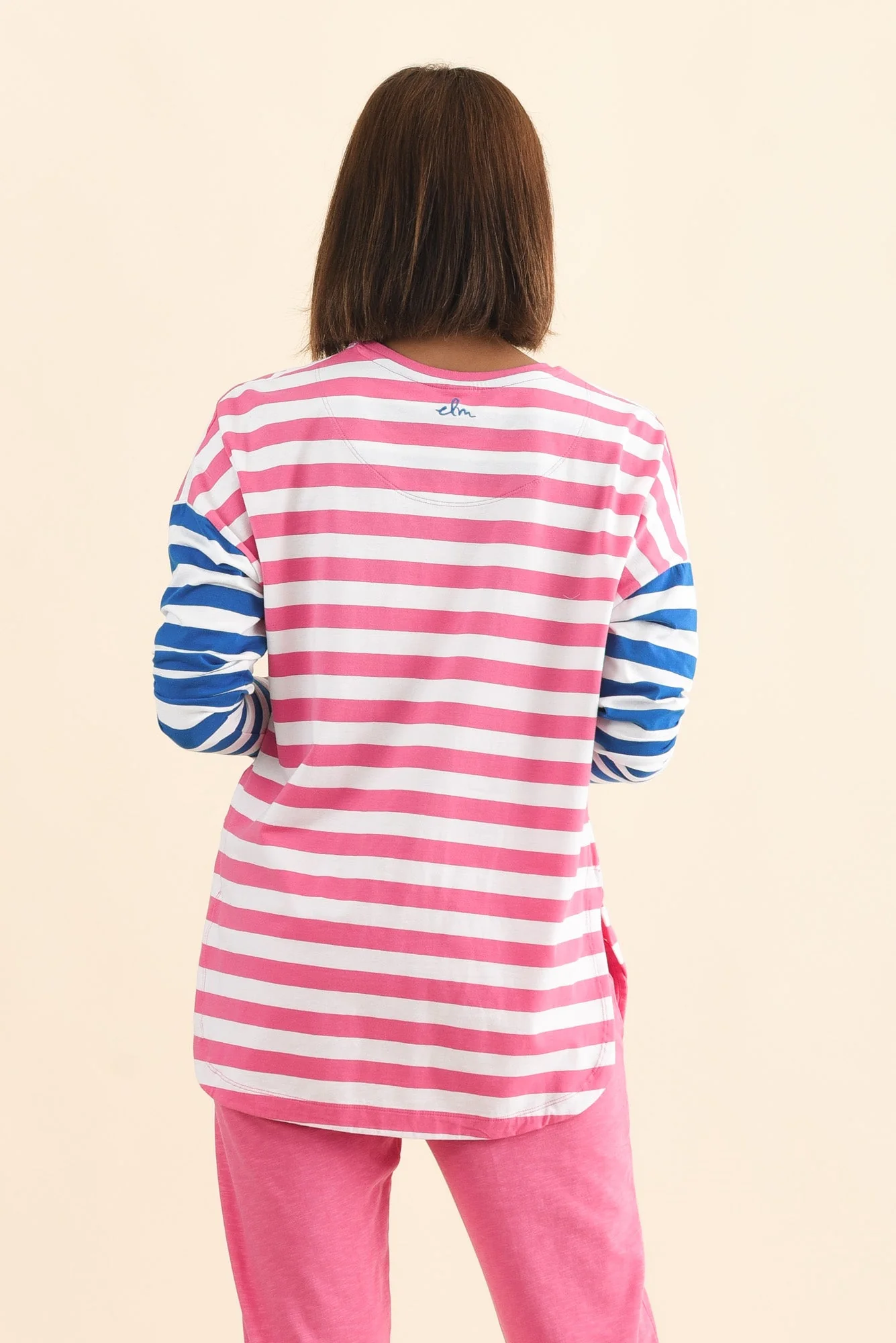 Rouge Pink Stripe Cotton Long Sleeve Tee - Image 4