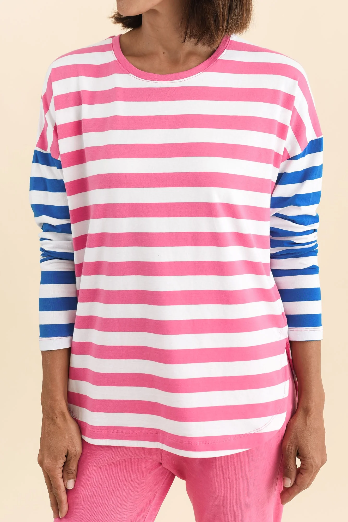 Rouge Pink Stripe Cotton Long Sleeve Tee - Image 5