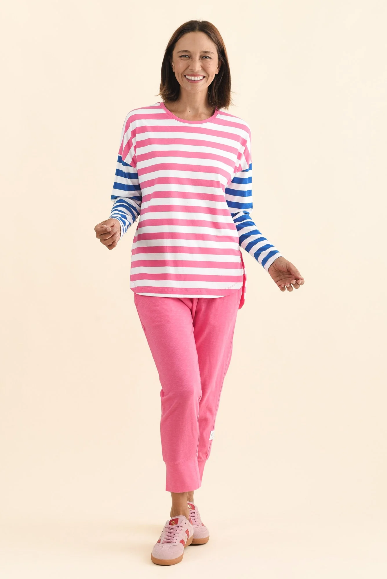 Rouge Pink Stripe Cotton Long Sleeve Tee - Image 6