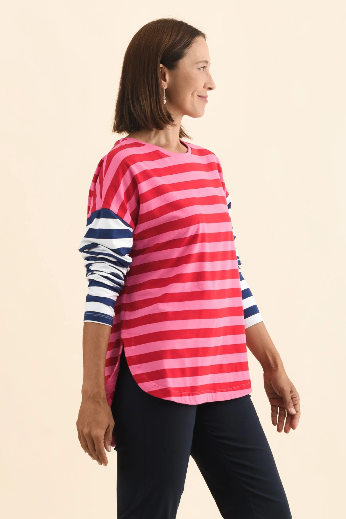 Rouge Red Stripe Cotton Long Sleeve Tee - Image 3