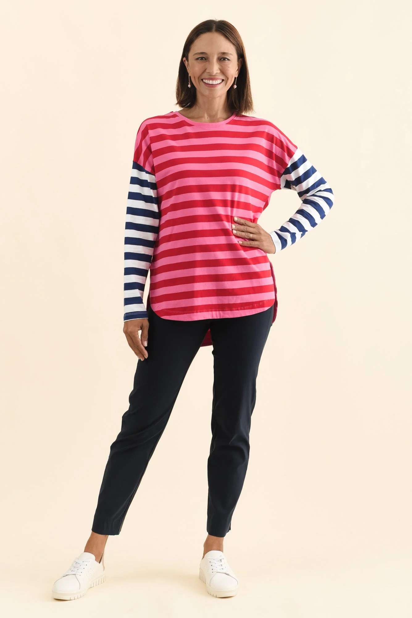 Rouge Red Stripe Cotton Long Sleeve Tee - Image 6