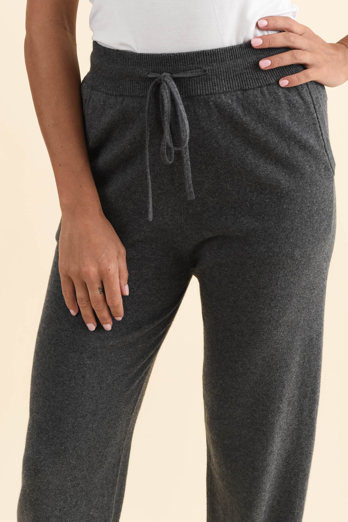 Rowan Charcoal Cotton Cashmere Knit Pants - Image 5
