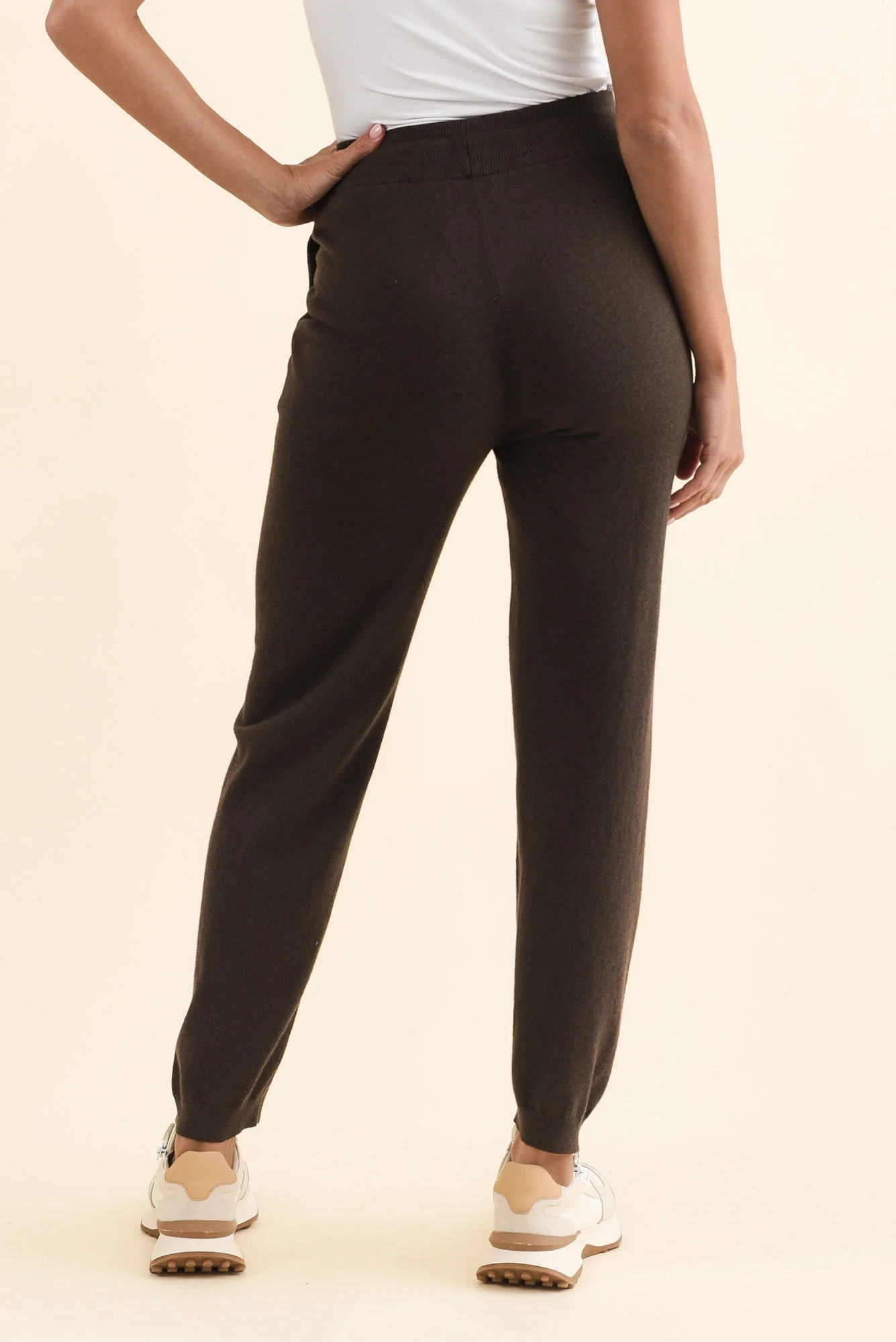 Rowan Chocolate Cotton Cashmere Knit Pants - Image 4