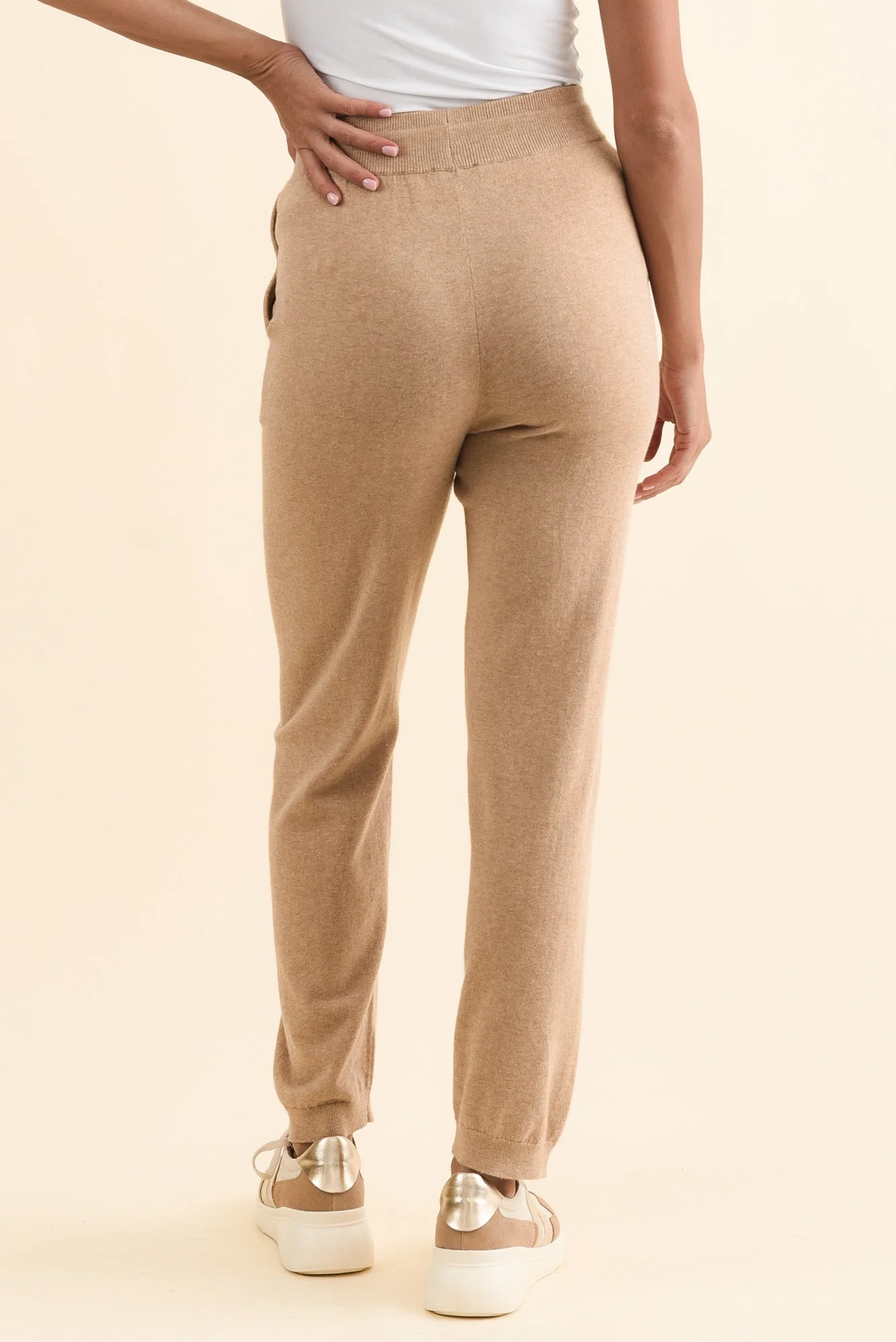 Rowan Cream Cotton Cashmere Knit Pants - Image 4