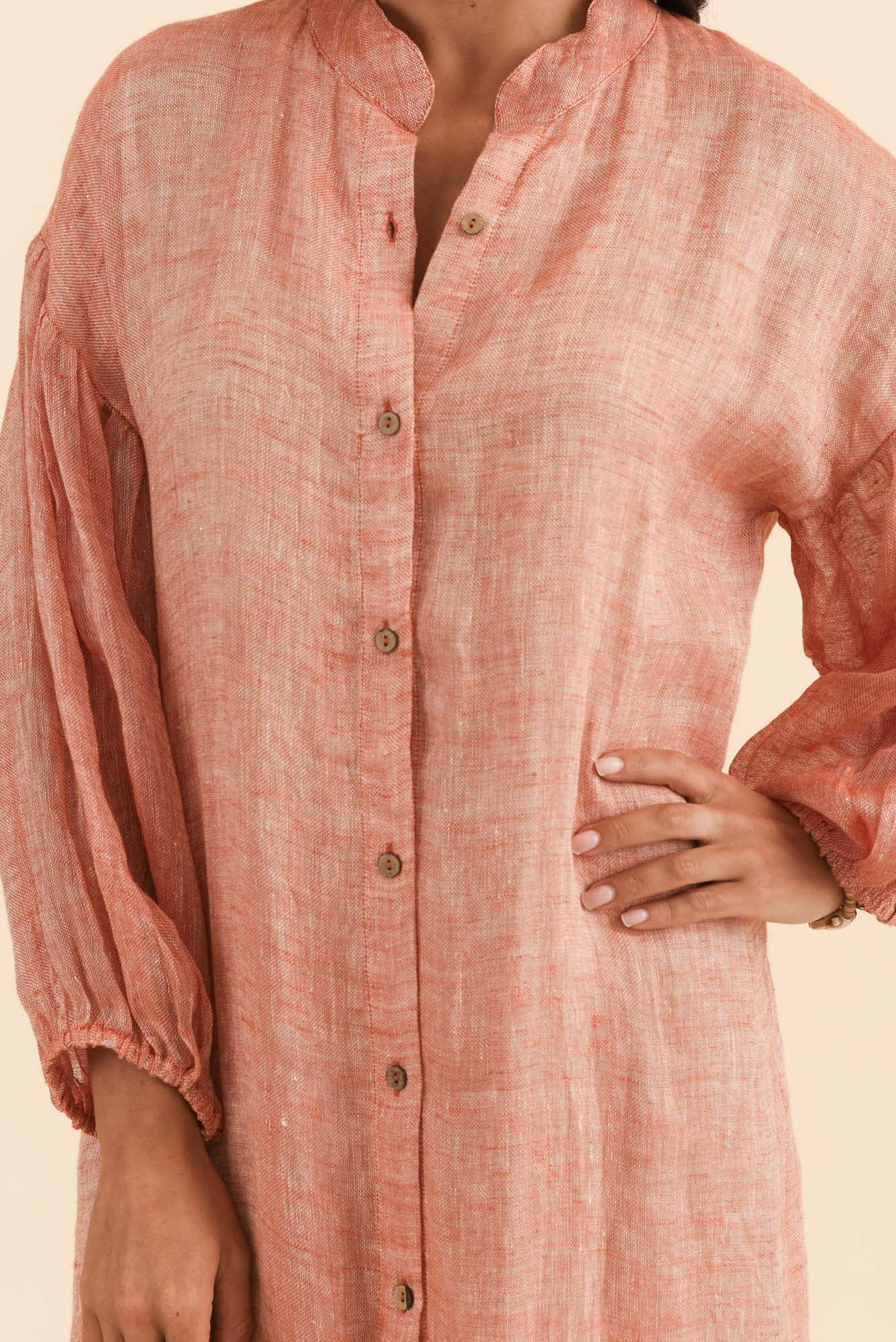 Rowena Orange Linen Dress - Image 5