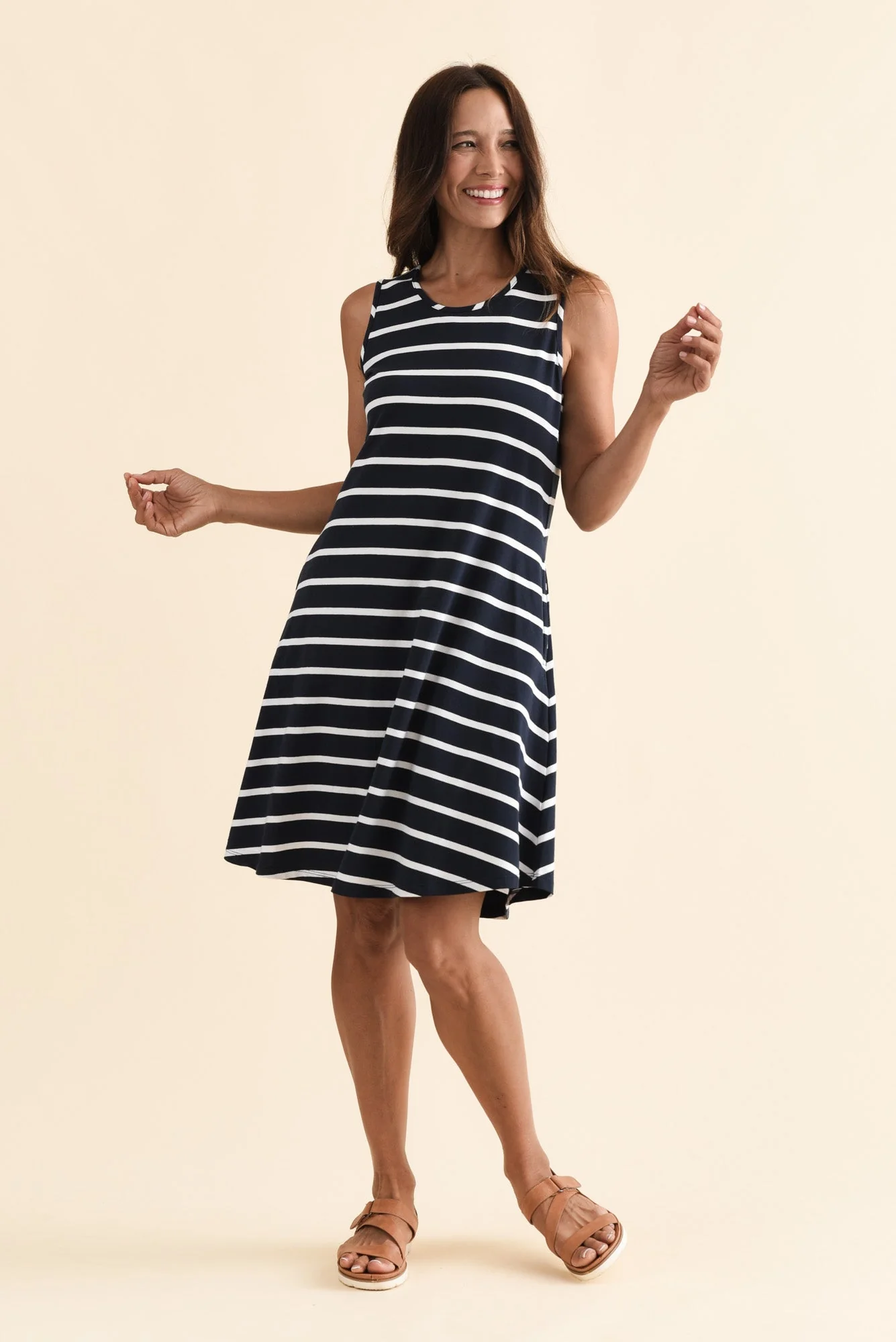 Roxanne Indigo Stripe Swing Dress - Image 2