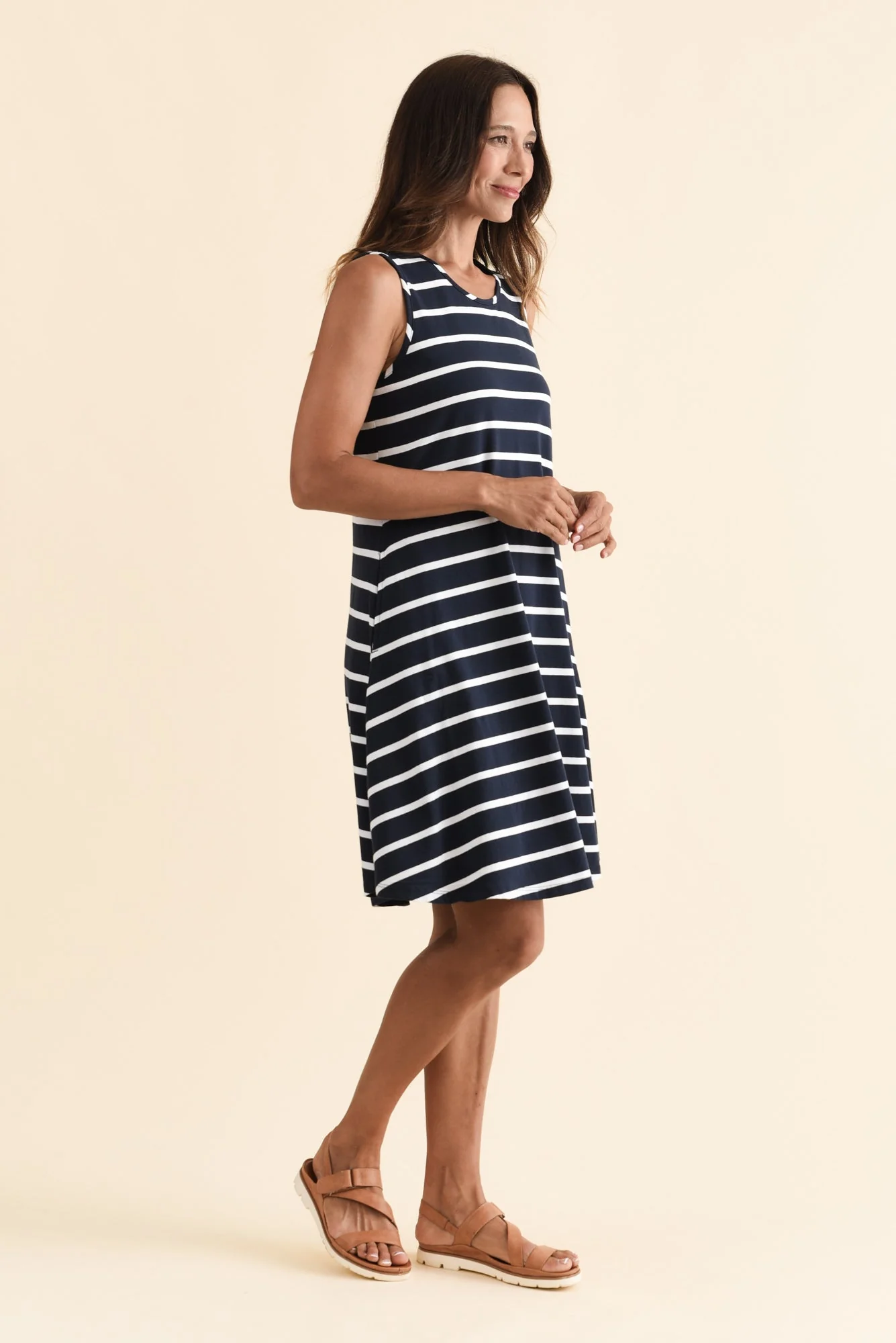 Roxanne Indigo Stripe Swing Dress - Image 3