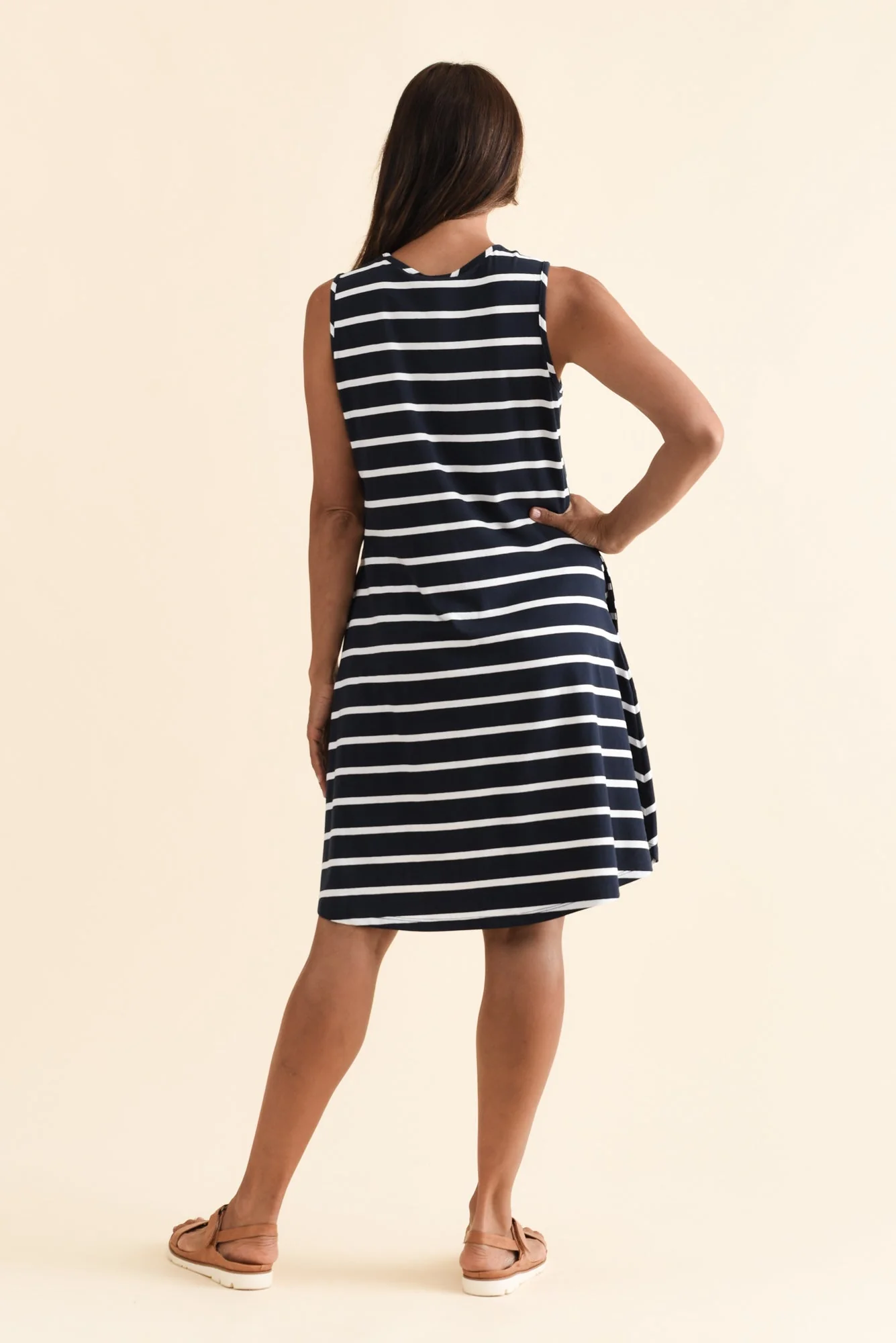 Roxanne Indigo Stripe Swing Dress - Image 4