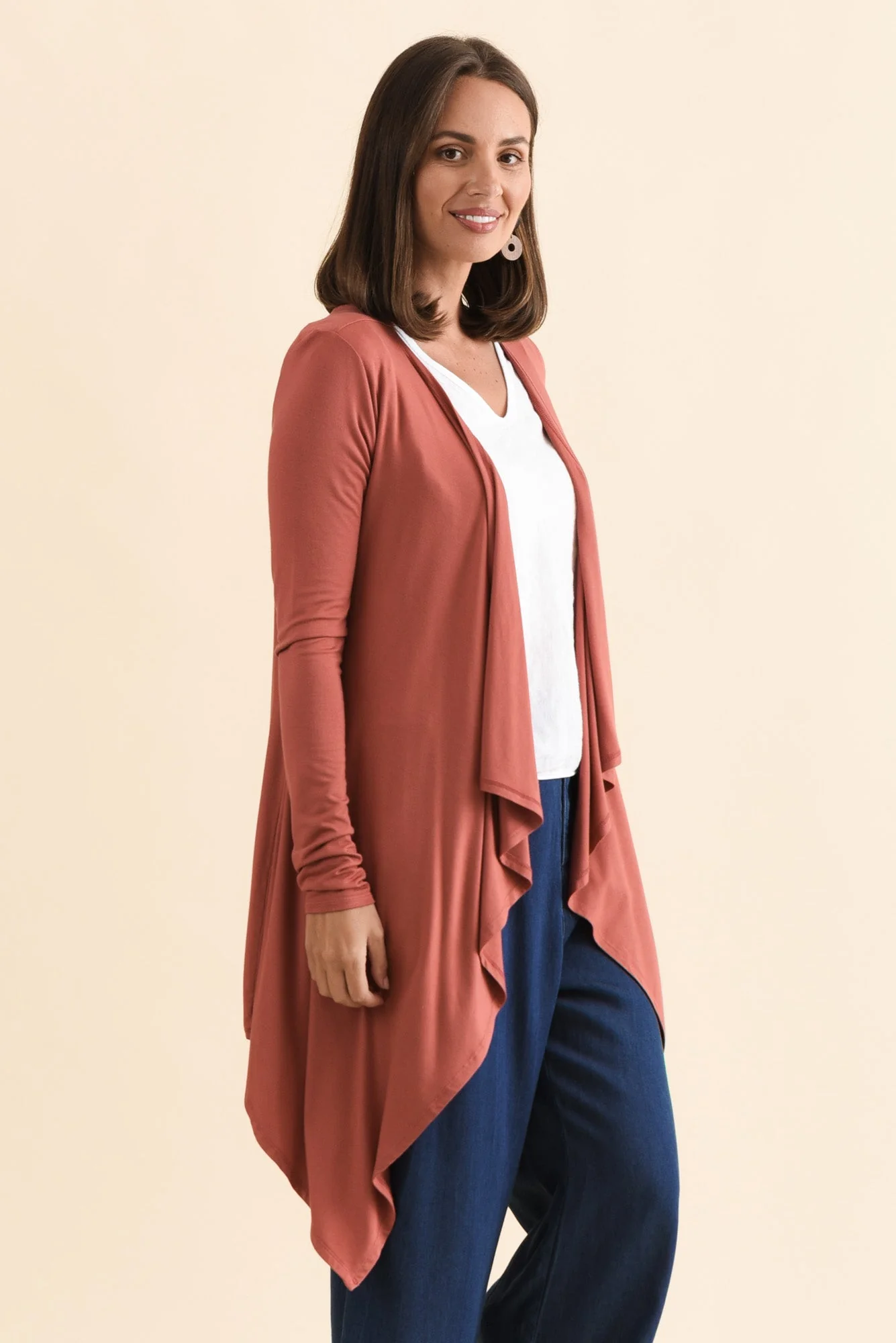 Rust Bamboo Waterfall Cardigan - Image 3