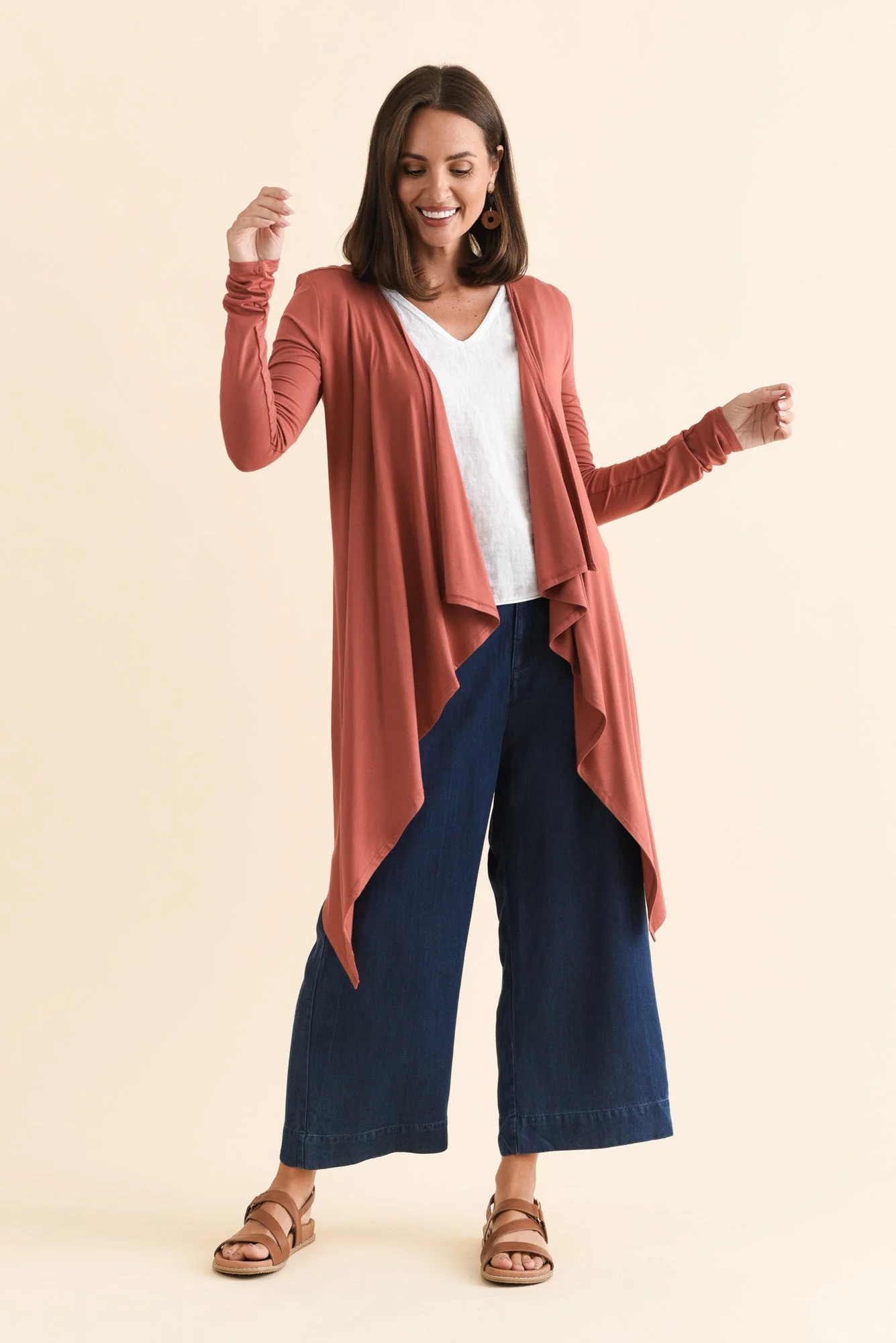 Rust Bamboo Waterfall Cardigan - Image 6