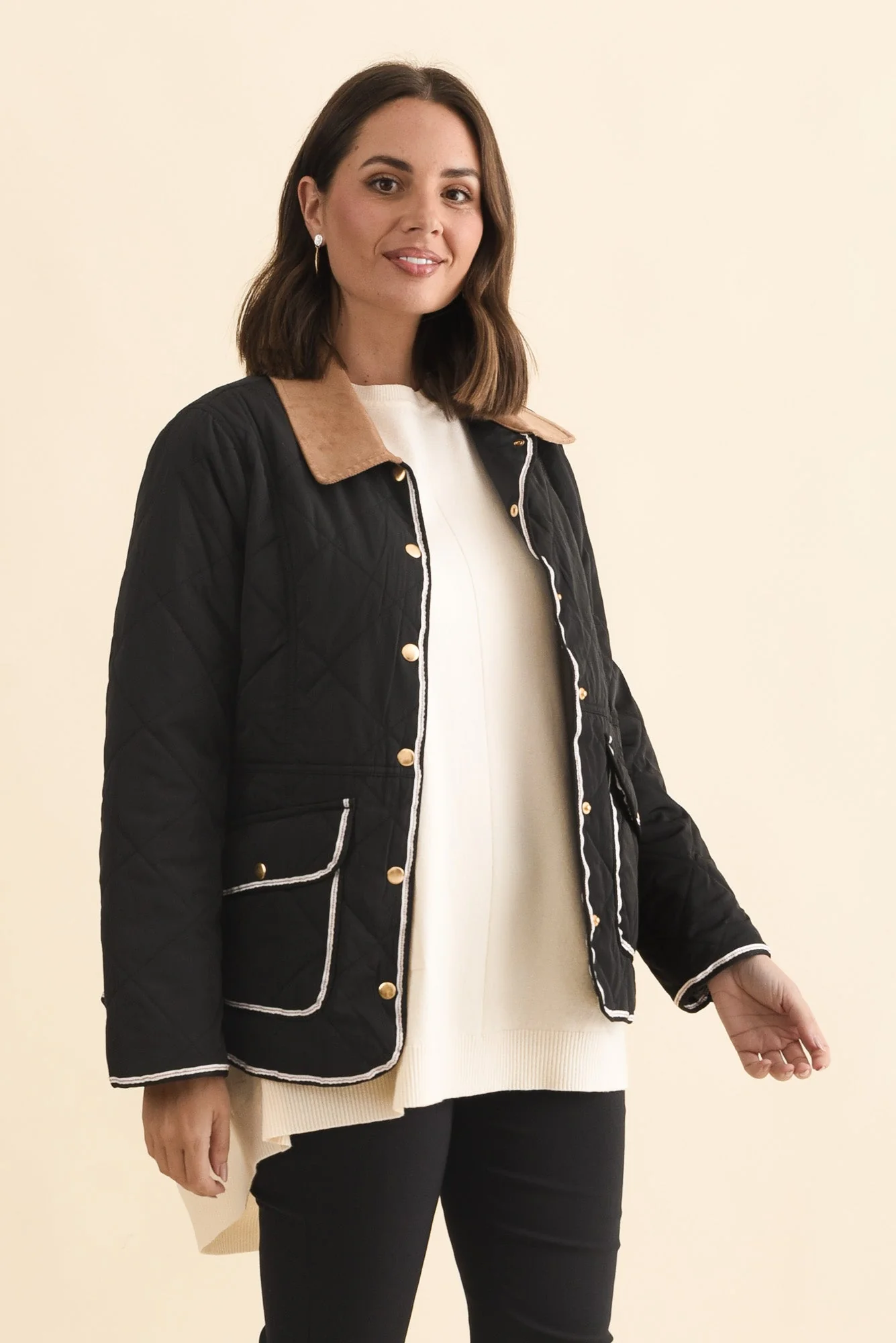 Ryan Black Quilted Jacket - Image 3
