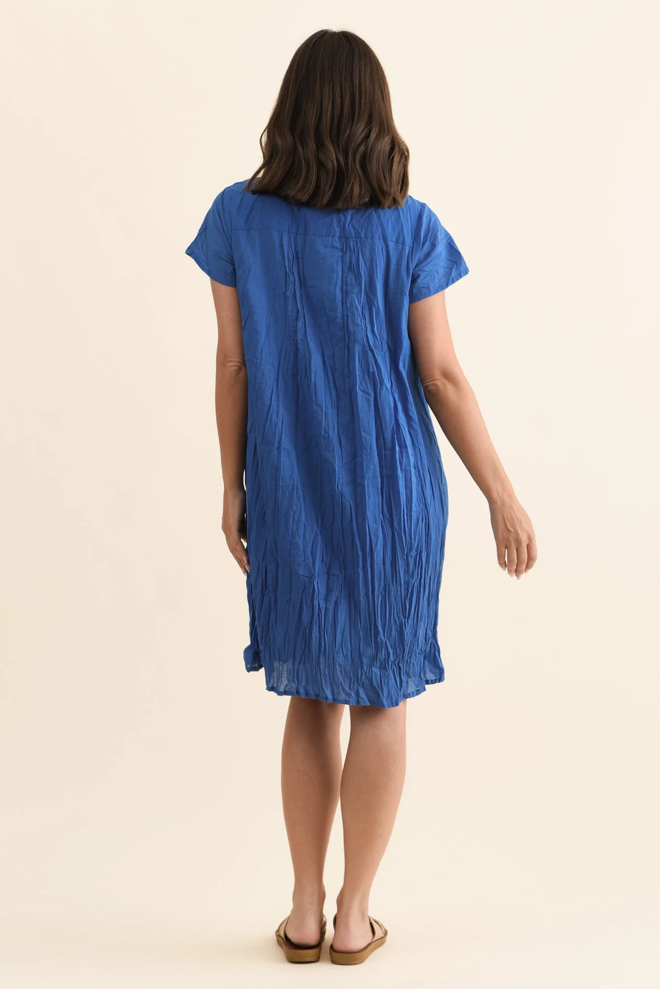 Sabina Blue Crinkle Cotton Dress - Image 5