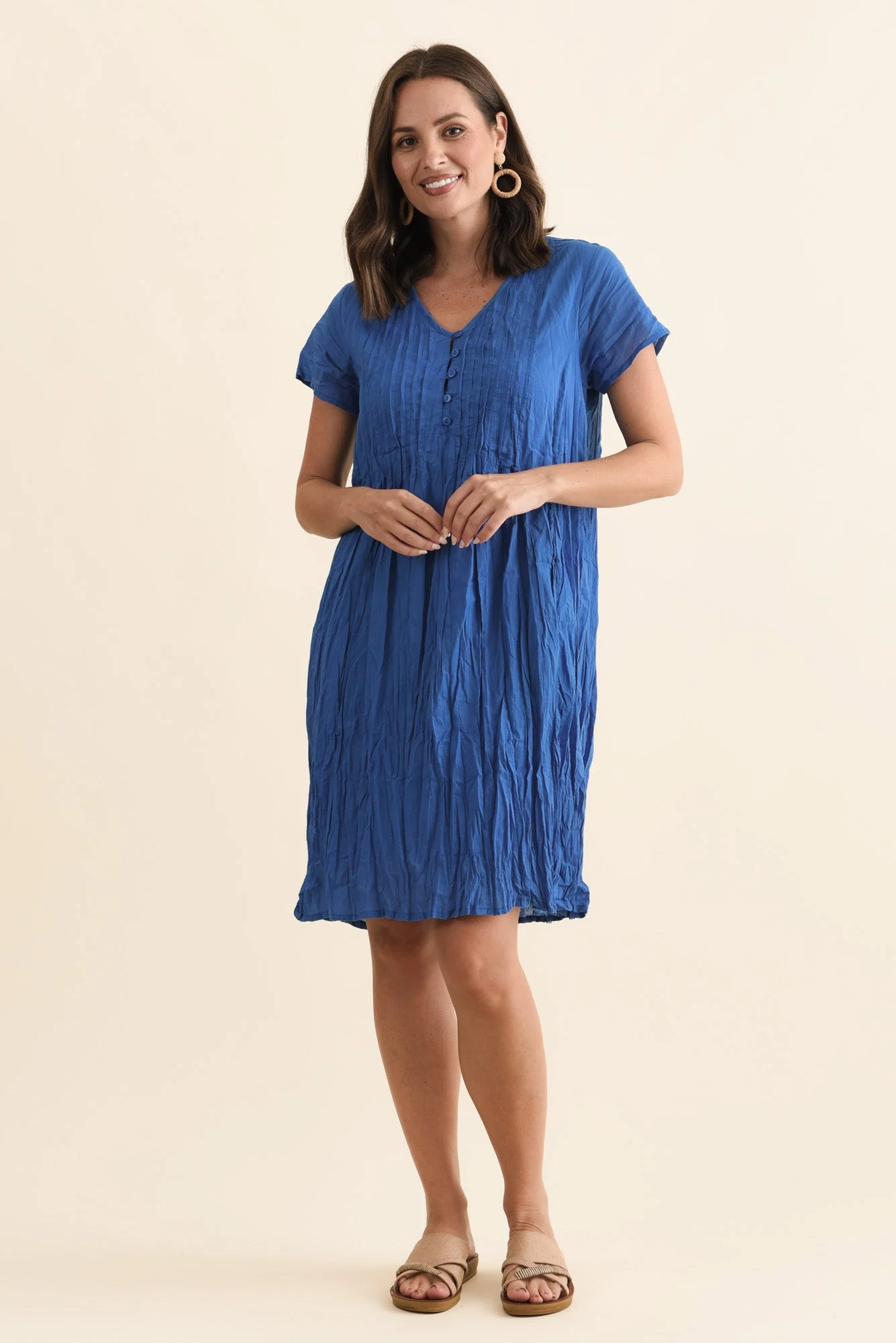 Sabina Blue Crinkle Cotton Dress - Image 7