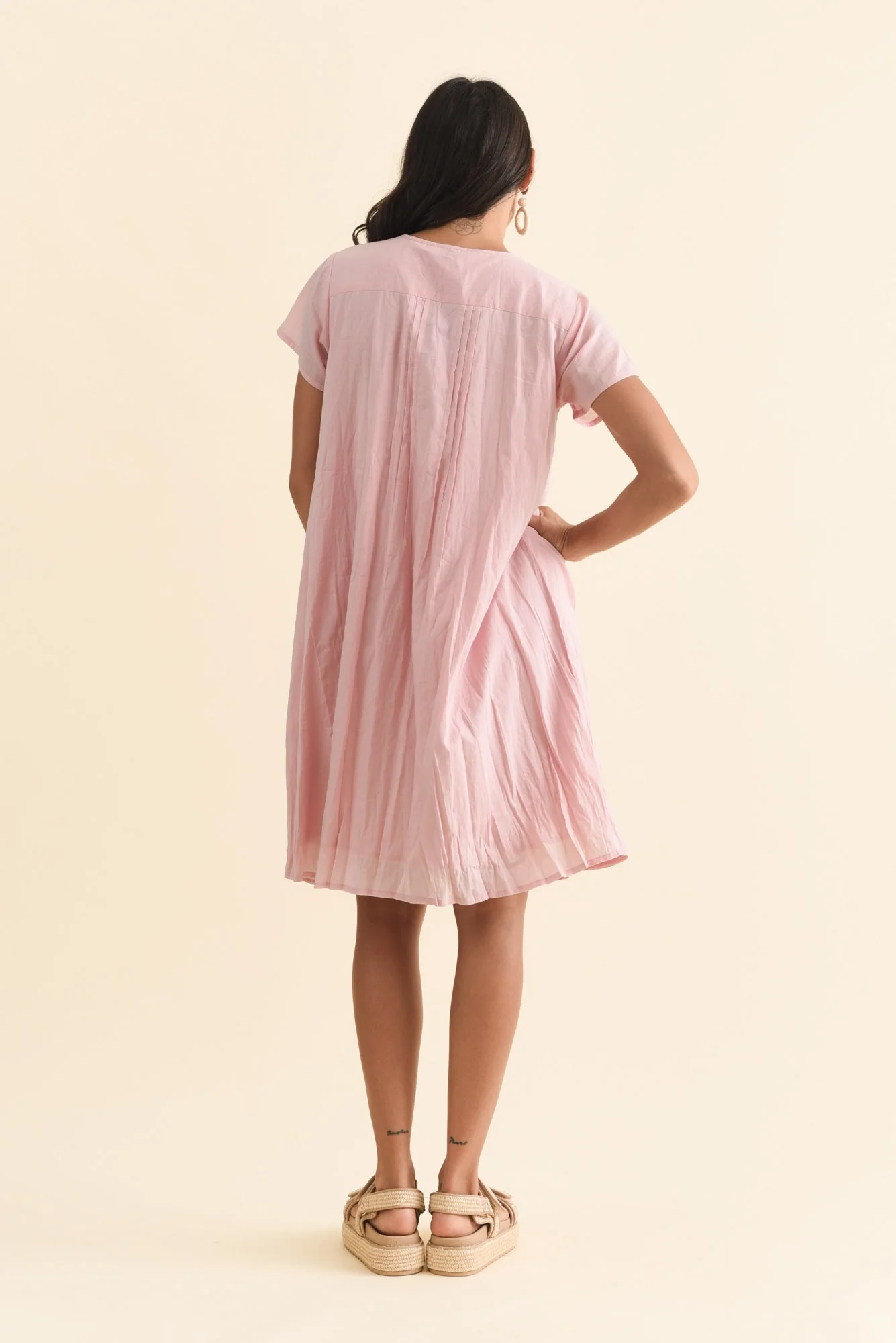 Sabina Blush Crinkle Cotton Dress - Image 4