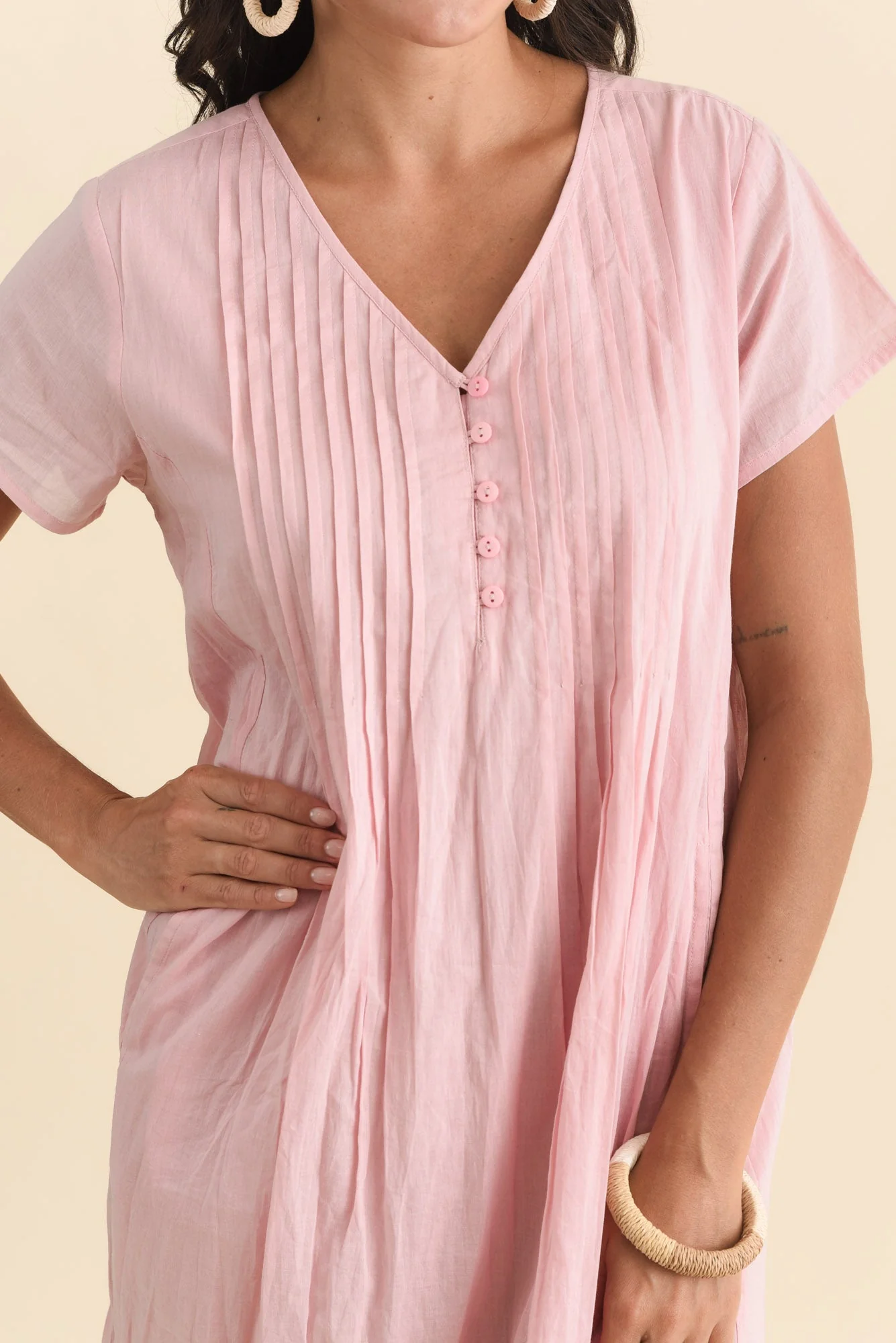 Sabina Blush Crinkle Cotton Dress - Image 5