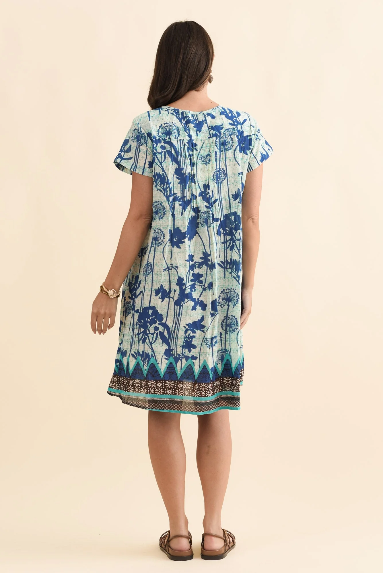 Sabina Cobalt Dandelion Crinkle Cotton Dress - Image 4
