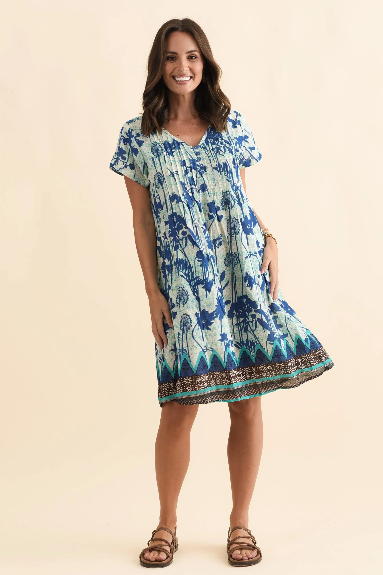 Sabina Cobalt Dandelion Crinkle Cotton Dress - Image 6