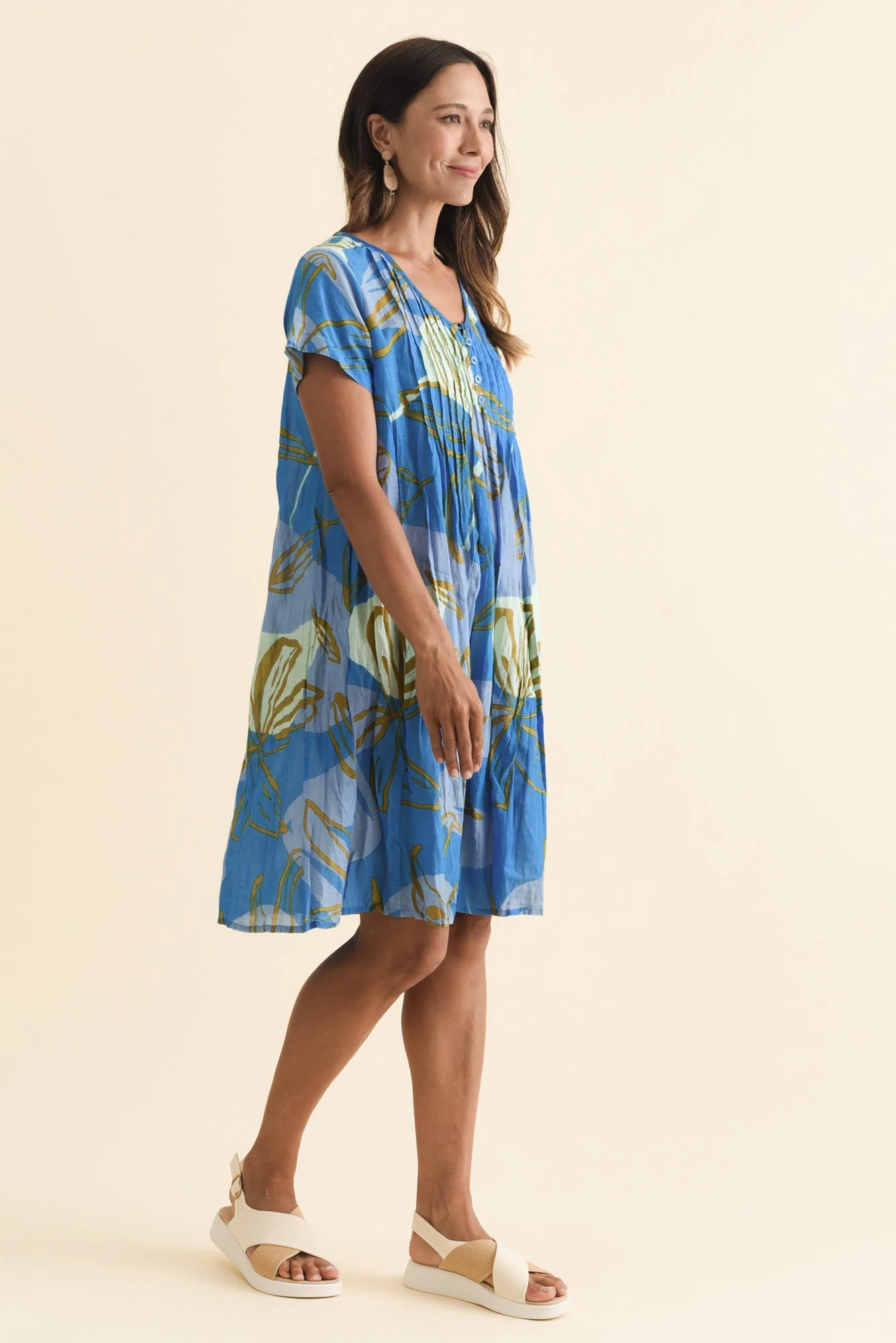 Sabina Cobalt Lily Crinkle Cotton Dress - Image 3