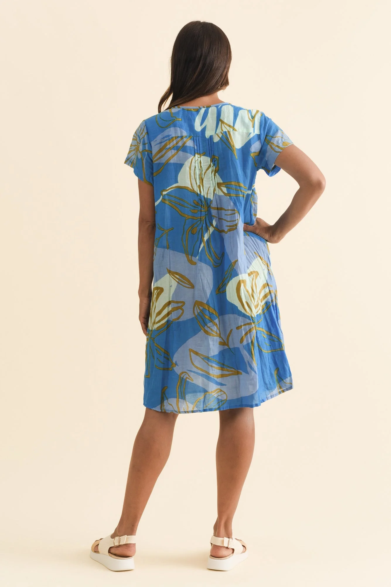 Sabina Cobalt Lily Crinkle Cotton Dress - Image 4