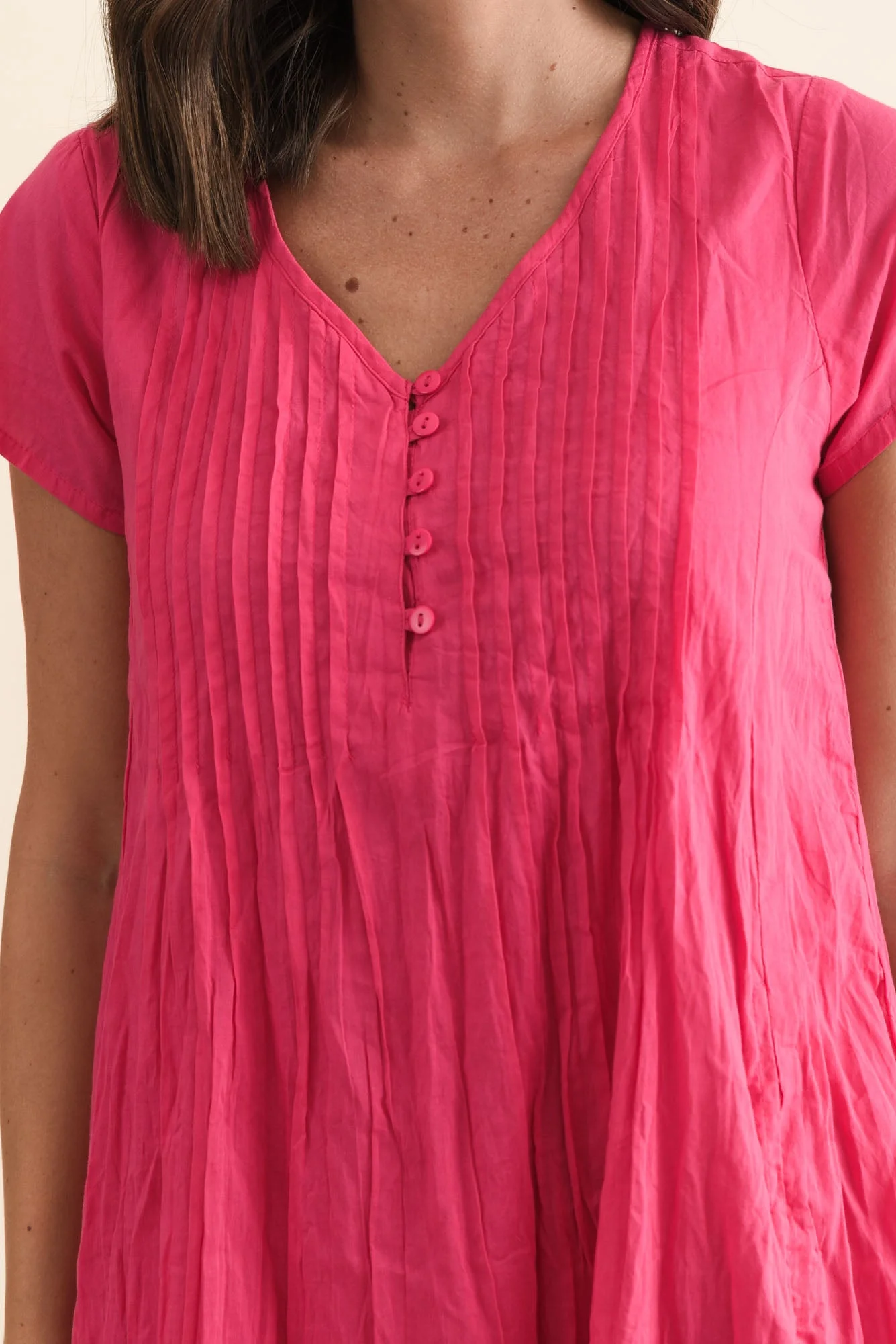 Sabina Fuchsia Crinkle Cotton Dress - Image 5