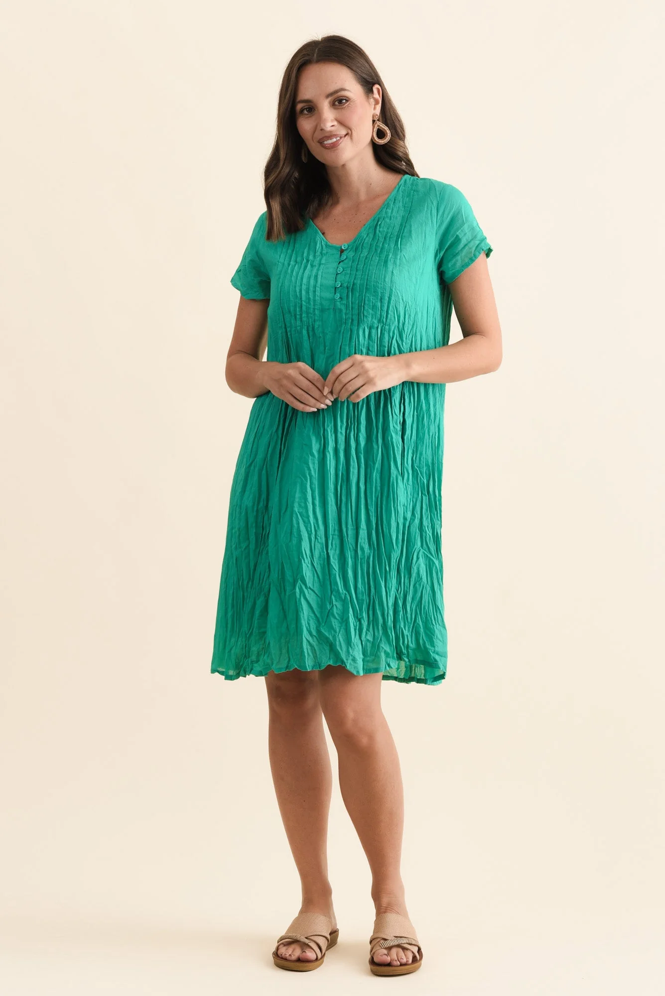 Sabina Green Crinkle Cotton Dress - Image 7