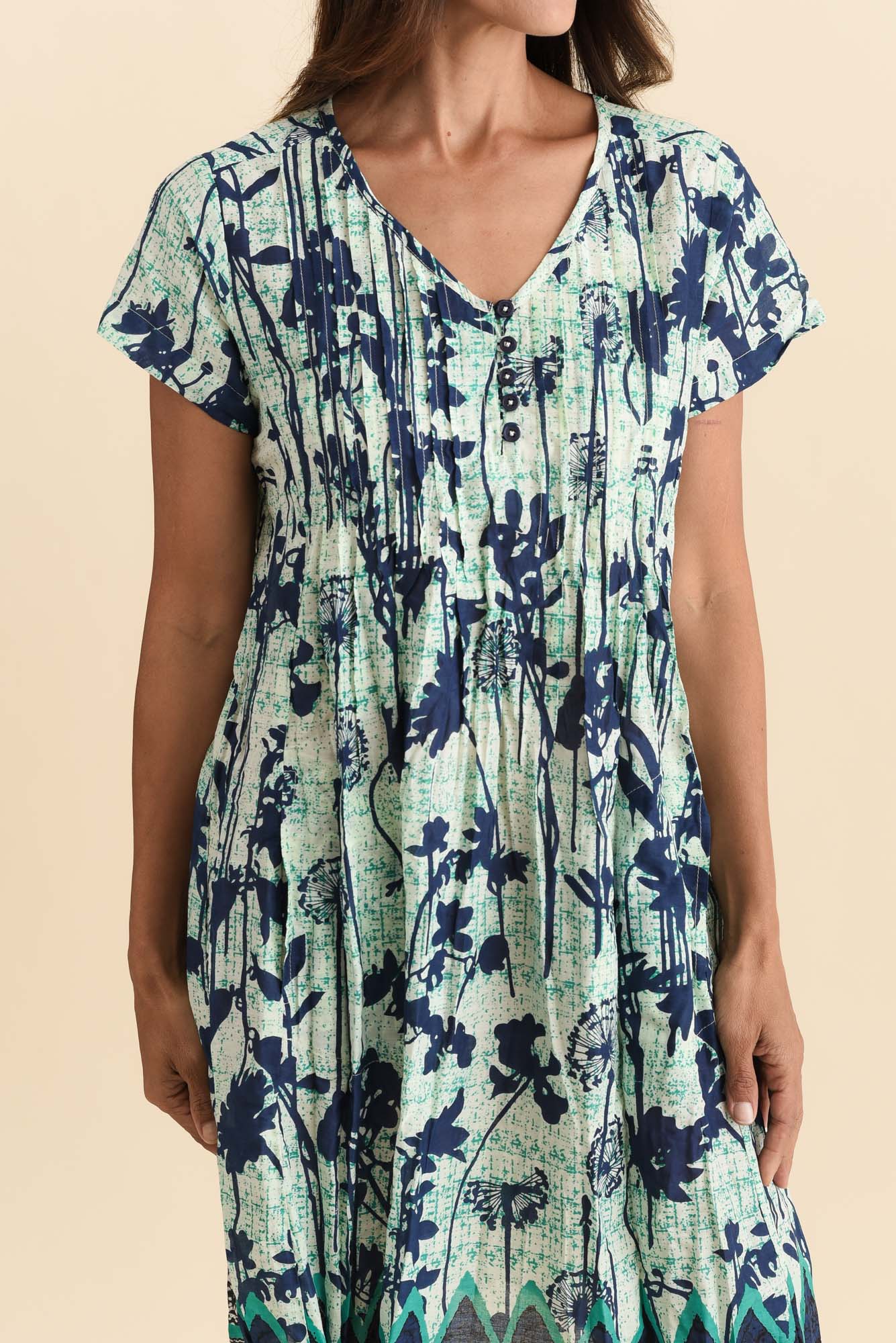 Sabina Navy Dandelion Crinkle Cotton Dress - Image 5