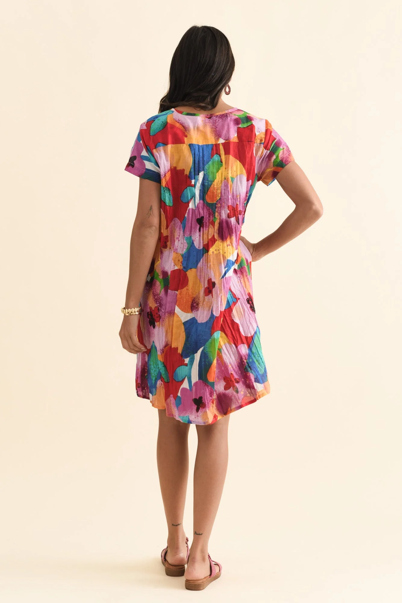 Sabina Pink Bloom Crinkle Cotton Dress - Image 4
