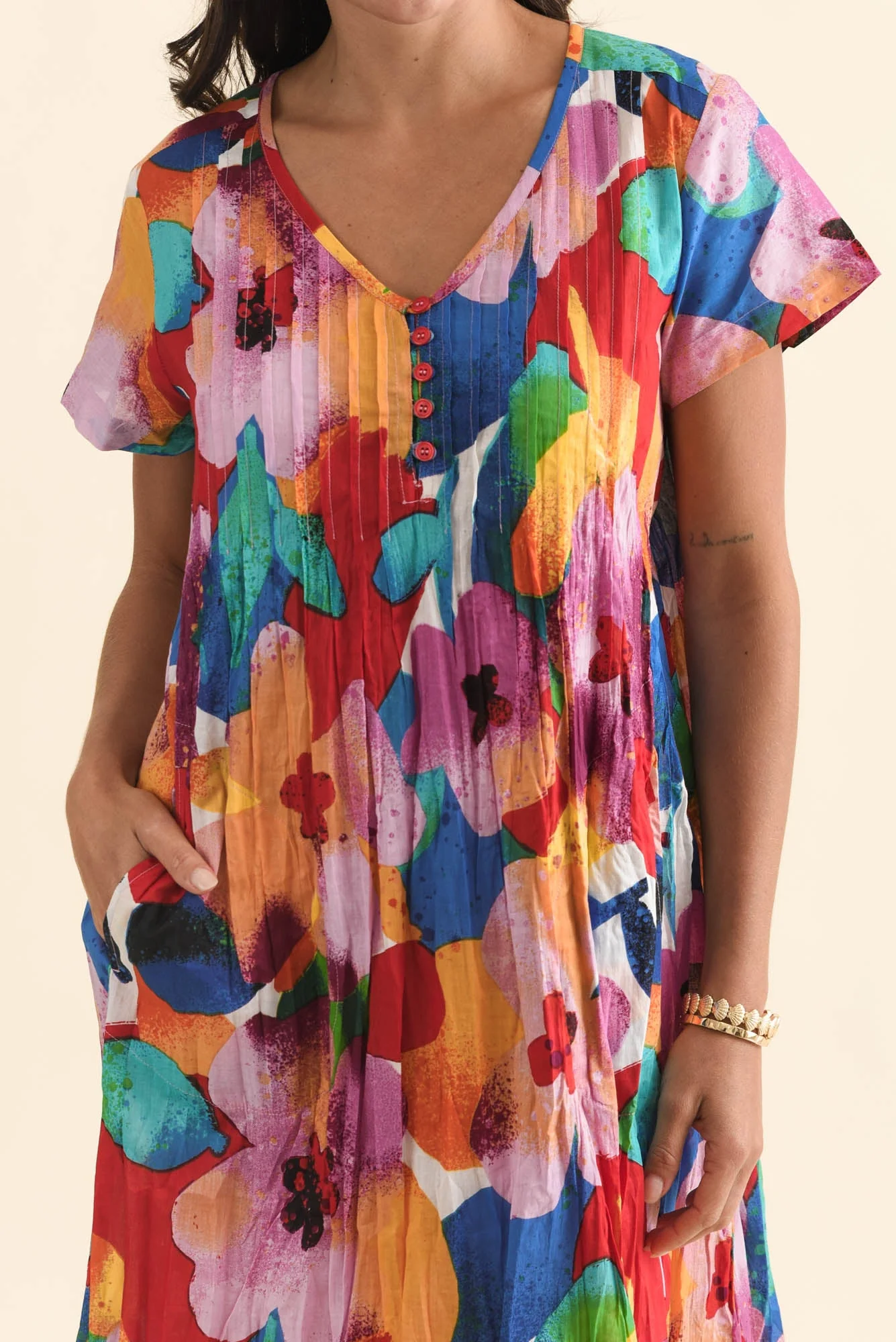 Sabina Pink Bloom Crinkle Cotton Dress - Image 5