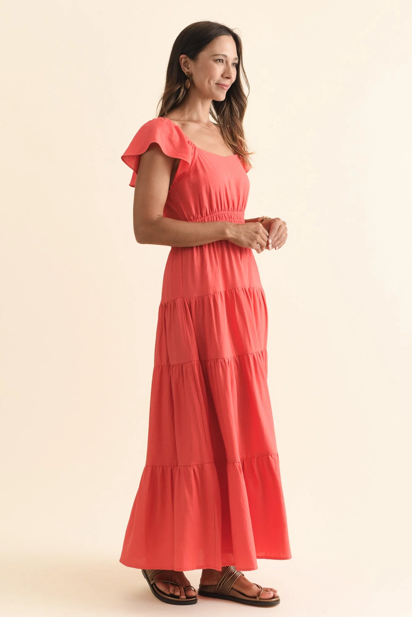 Sadie Red Tier Maxi Dress - Image 3