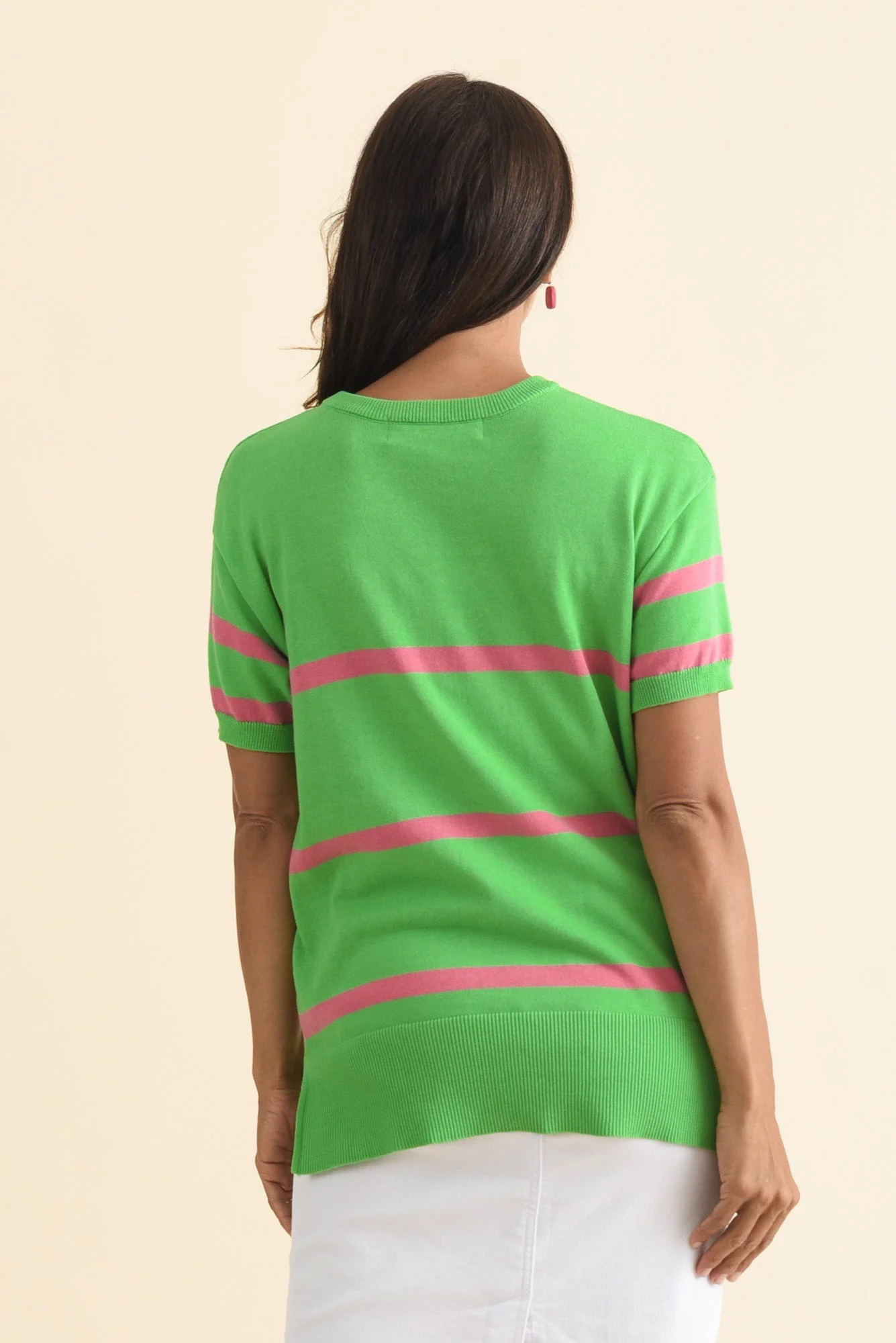 Sage Green Stripe Cotton Knit Top - Image 5