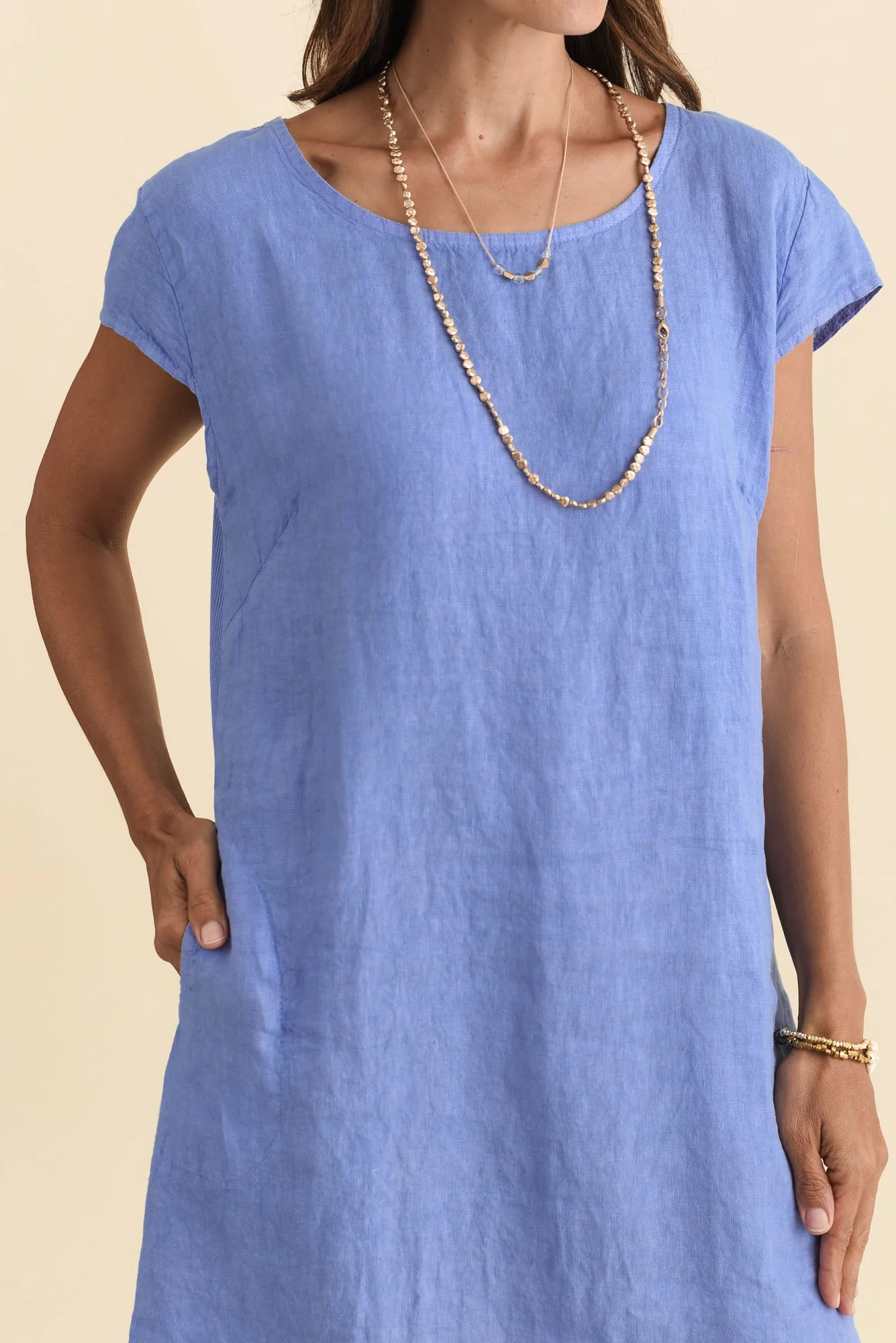 Sahara Blue Linen Pocket Dress - Image 5