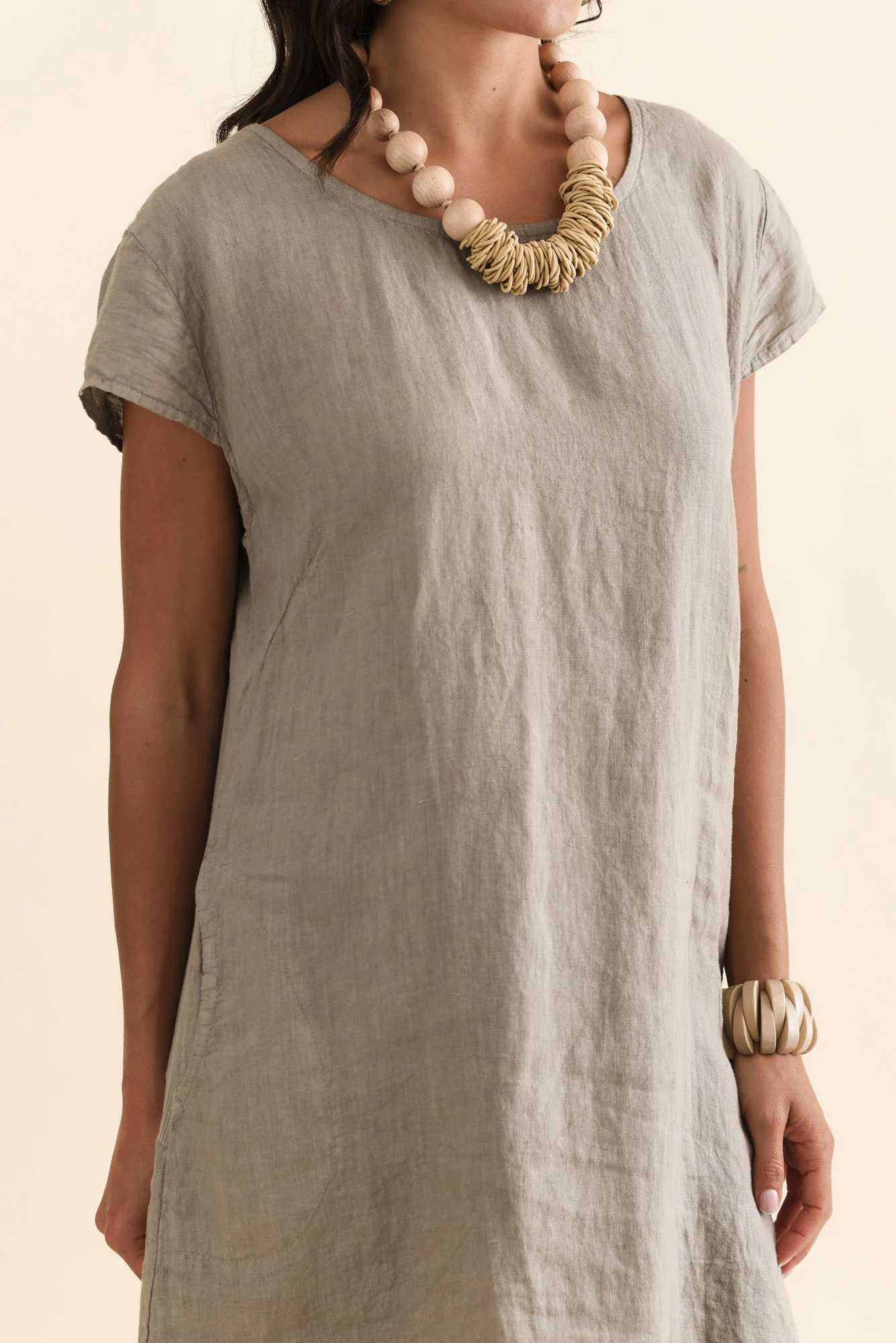 Sahara Taupe Linen Pocket Dress - Image 5