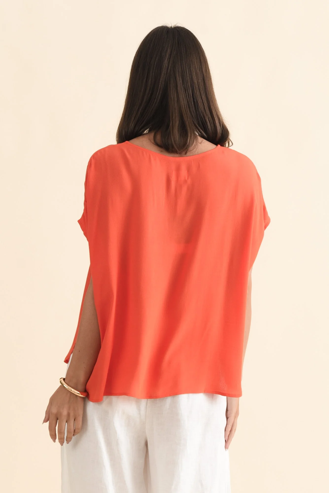 Sali Orange Drape Top - Image 4