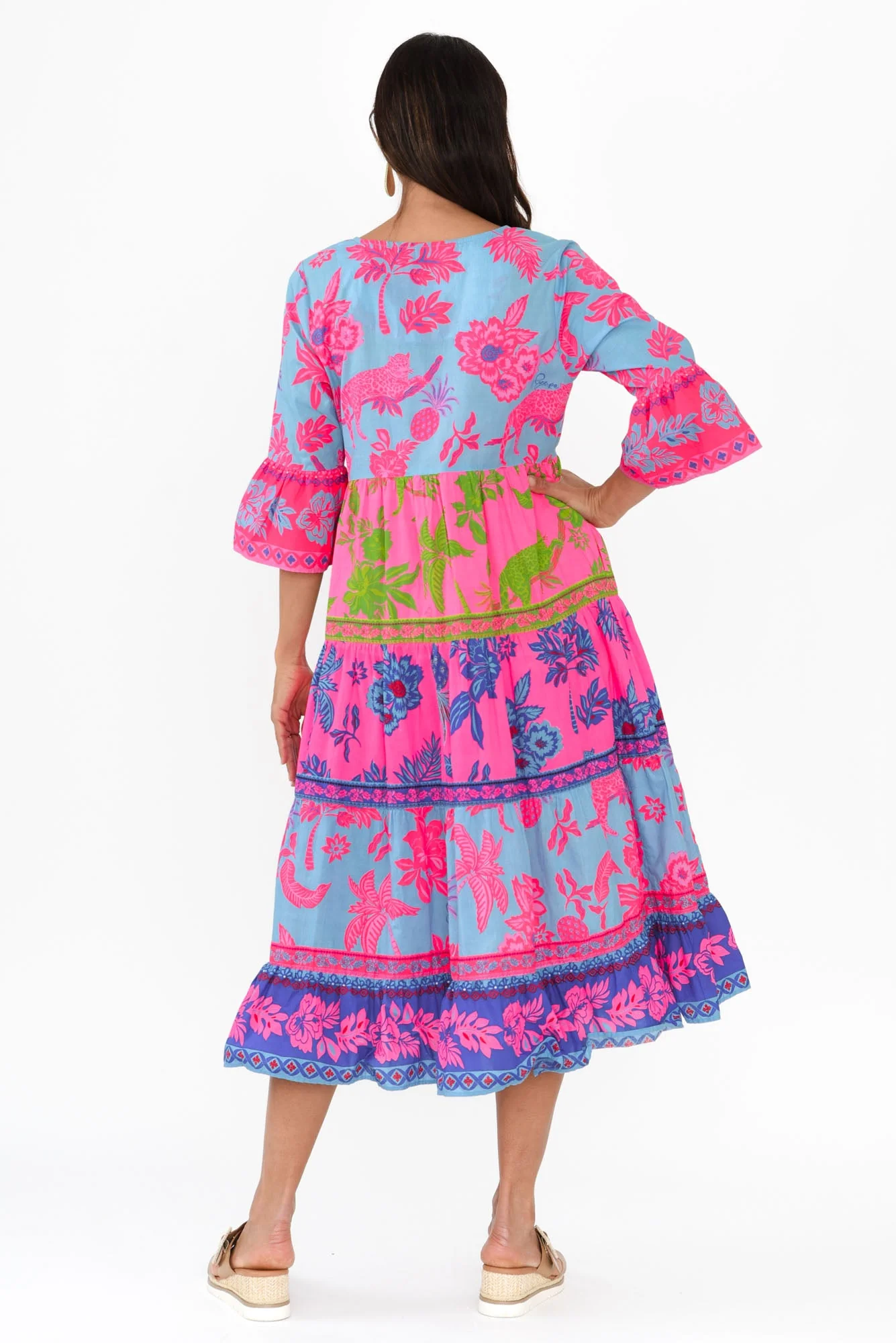 Samara Pink Pineapple Cotton Tier Dress - Image 4