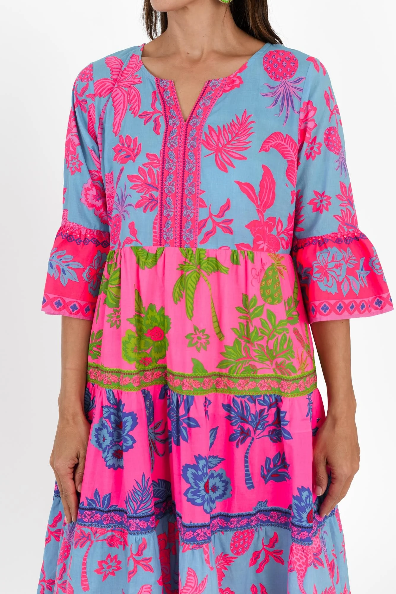 Samara Pink Pineapple Cotton Tier Dress - Image 5