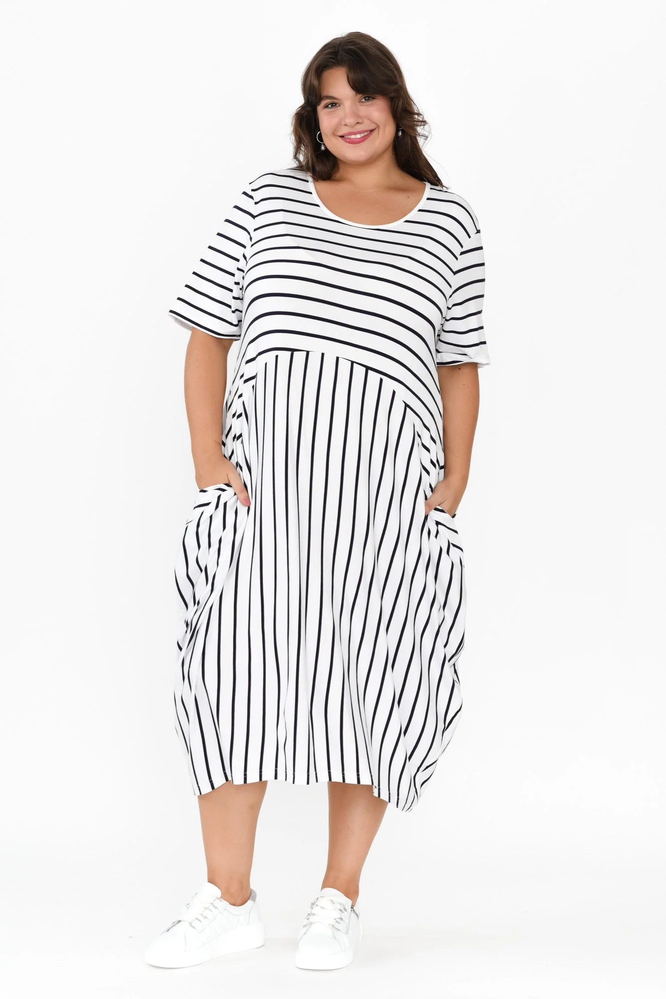 Samiya White Stripe Bamboo Dress - Image 11