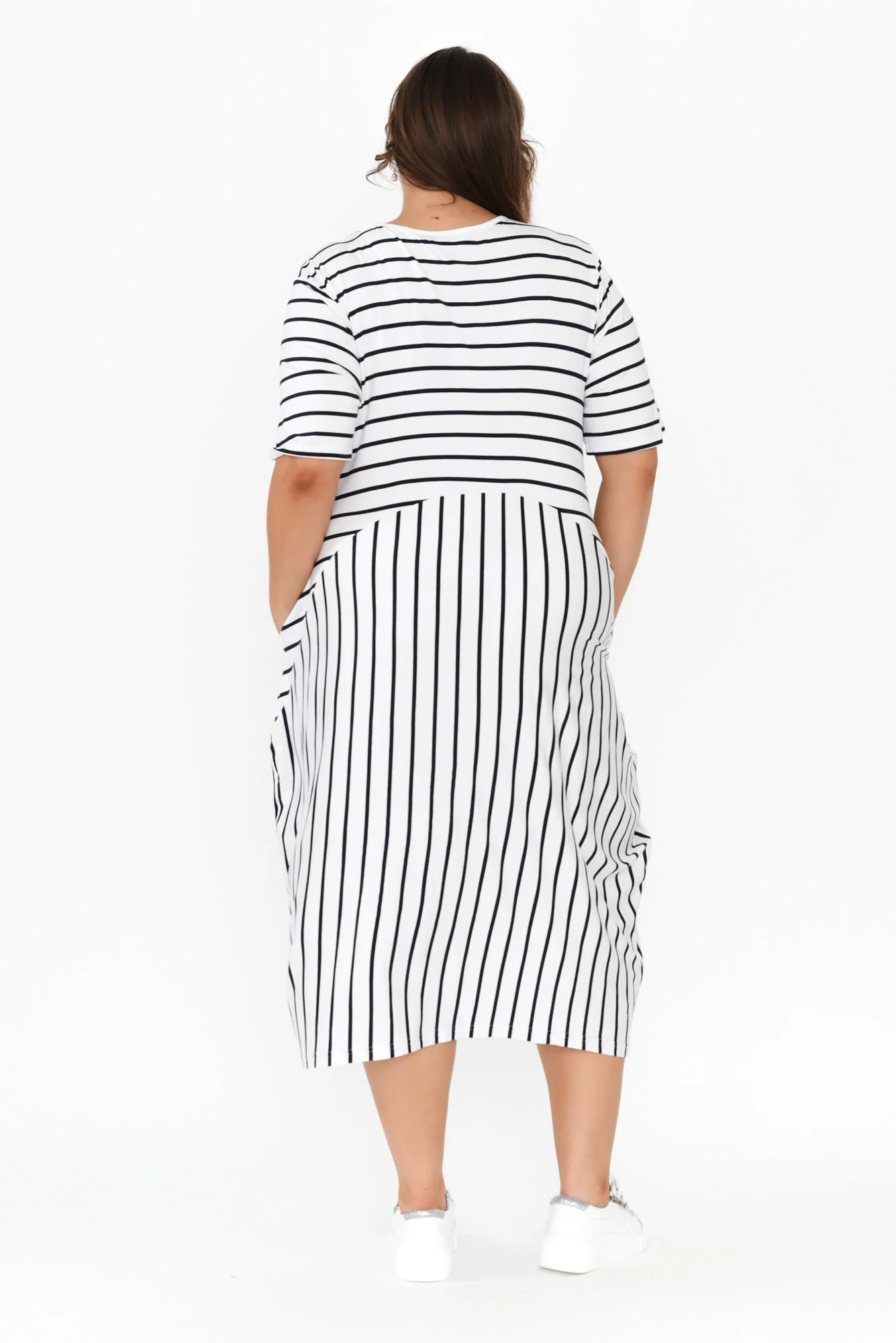 Samiya White Stripe Bamboo Dress - Image 13