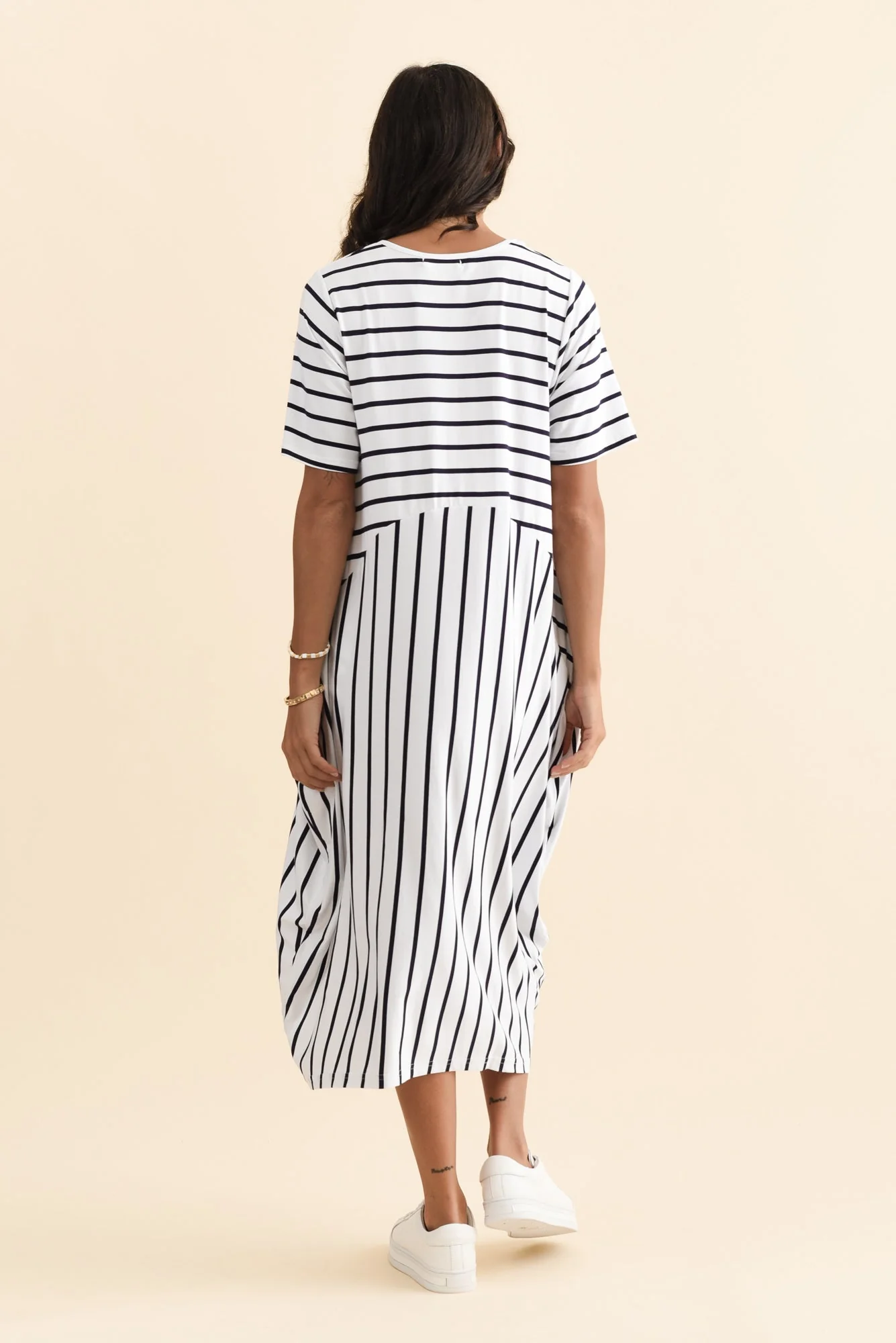 Samiya White Stripe Bamboo Dress - Image 5